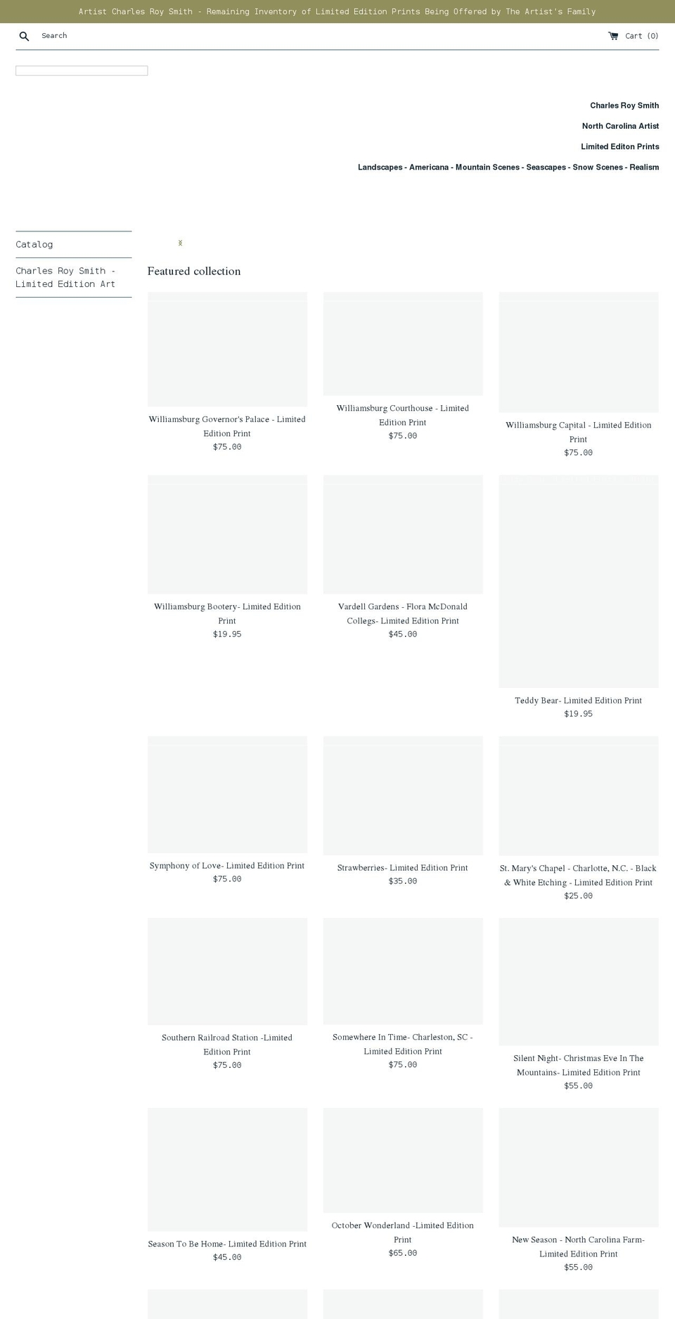 charlesroysmith.com shopify website screenshot