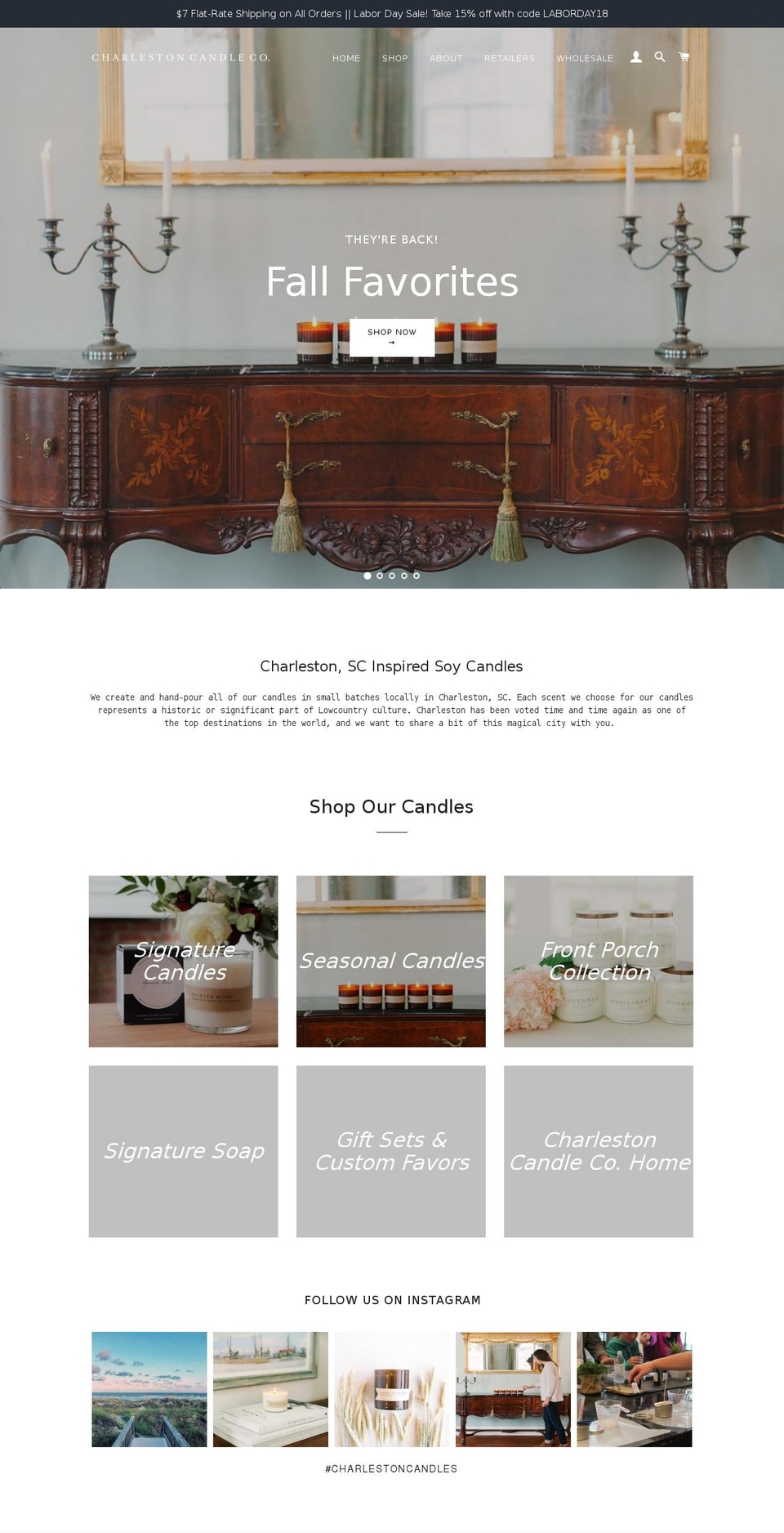 charlestoncandleco.com — Shopify storefront screenshot