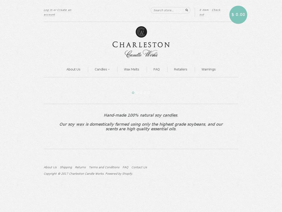 charlestoncandleworks.com shopify website screenshot