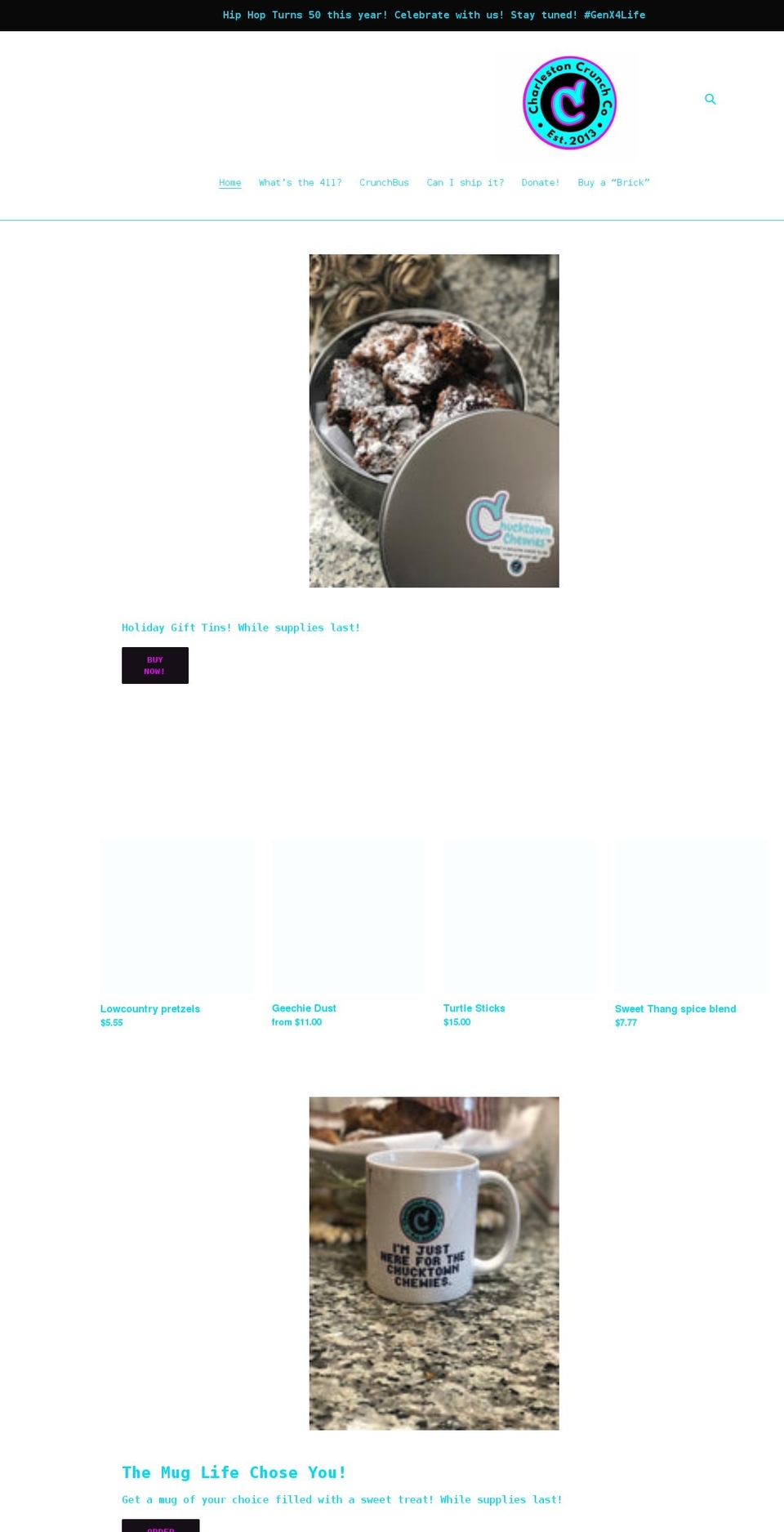 charlestoncrunchcompany.com shopify website screenshot