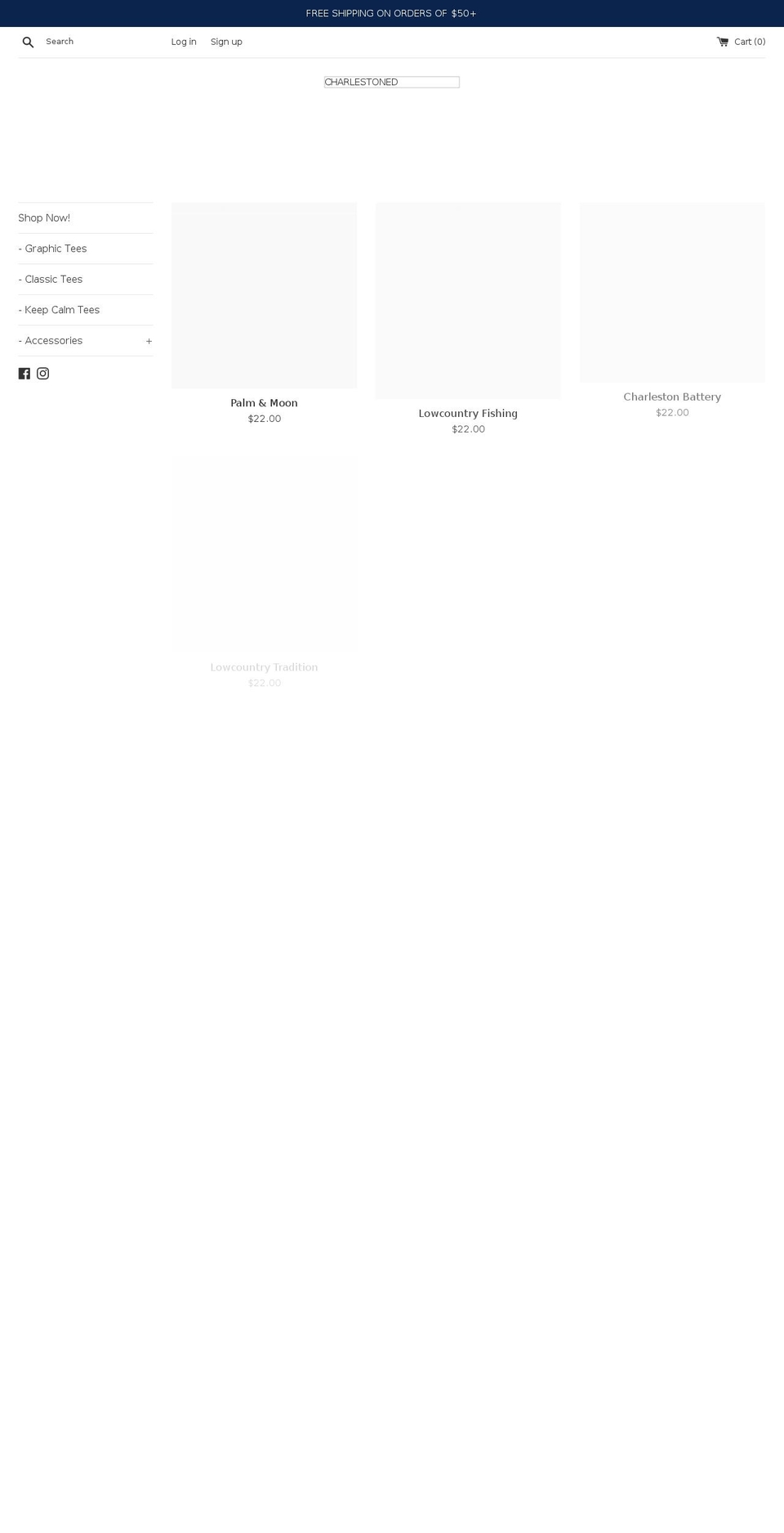 charlestoned.com shopify website screenshot