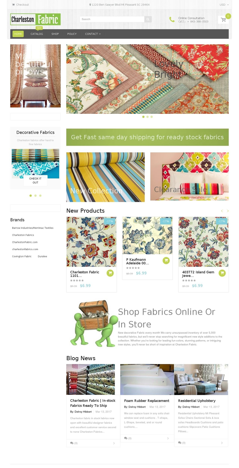 handy-1-4 Shopify theme site example charlestonfabric.com