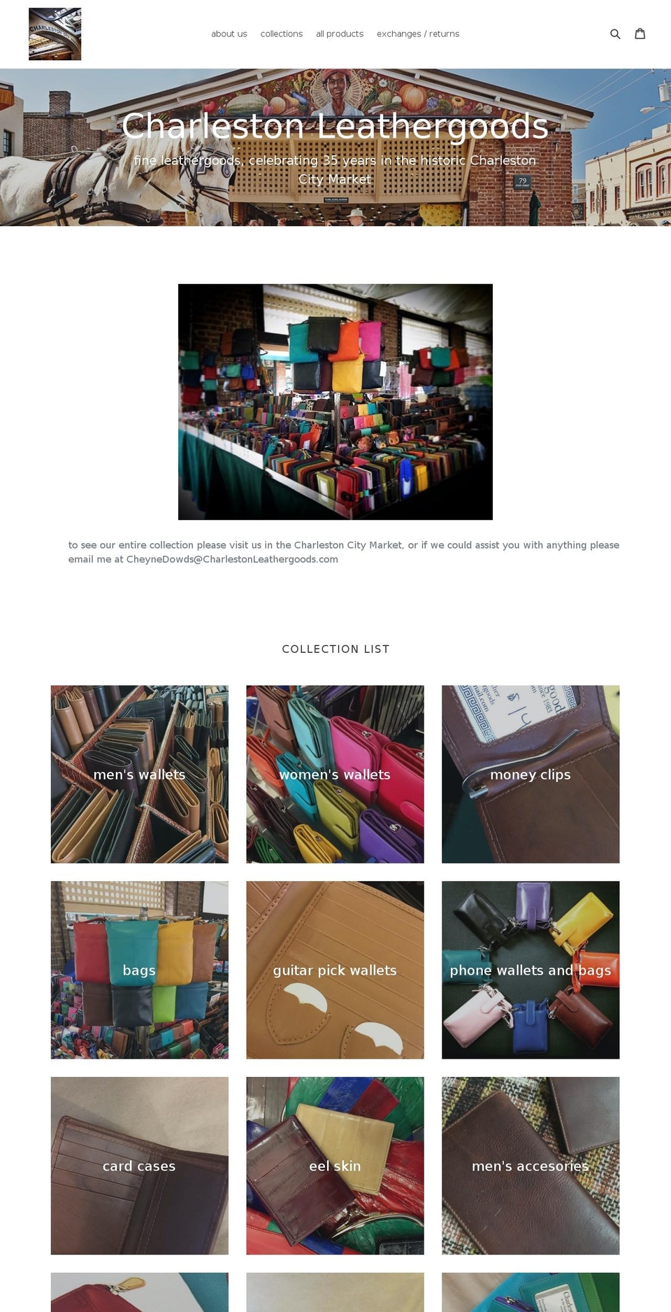 charlestonleathergoods.com — Shopify storefront screenshot