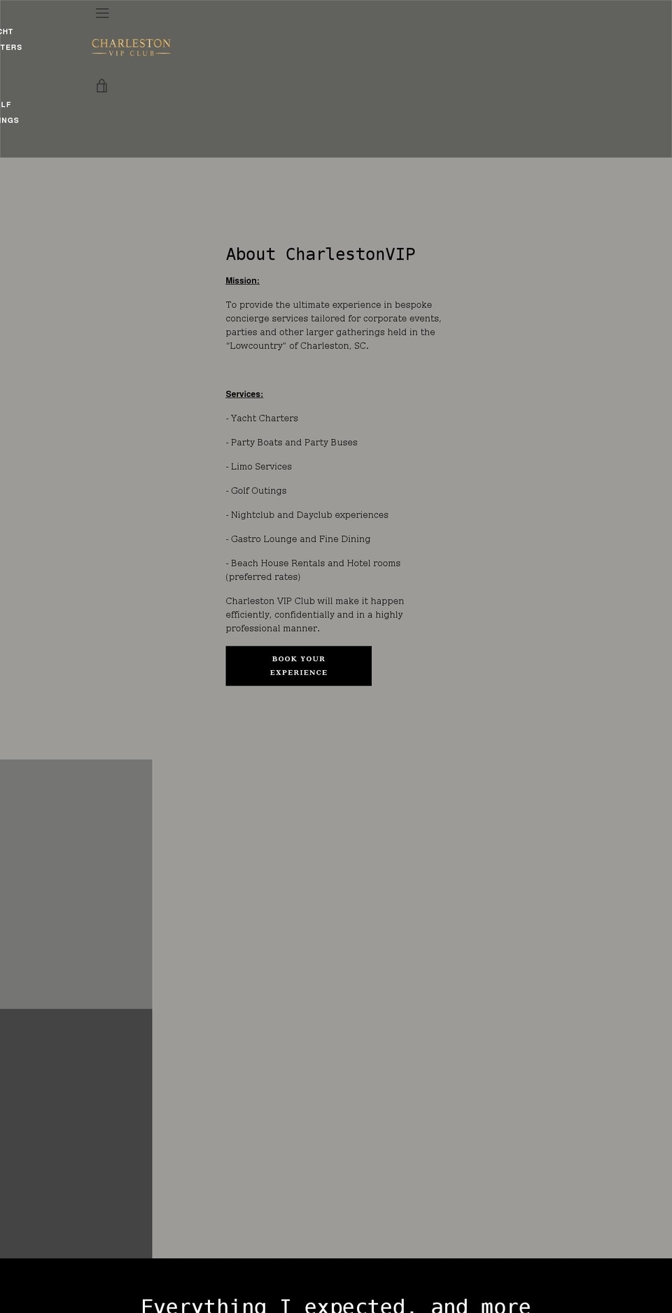 charlestonvipclub.com shopify website screenshot