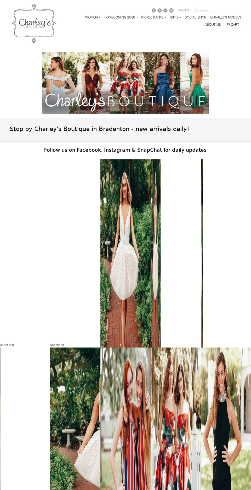 charleysboutique.info shopify website screenshot