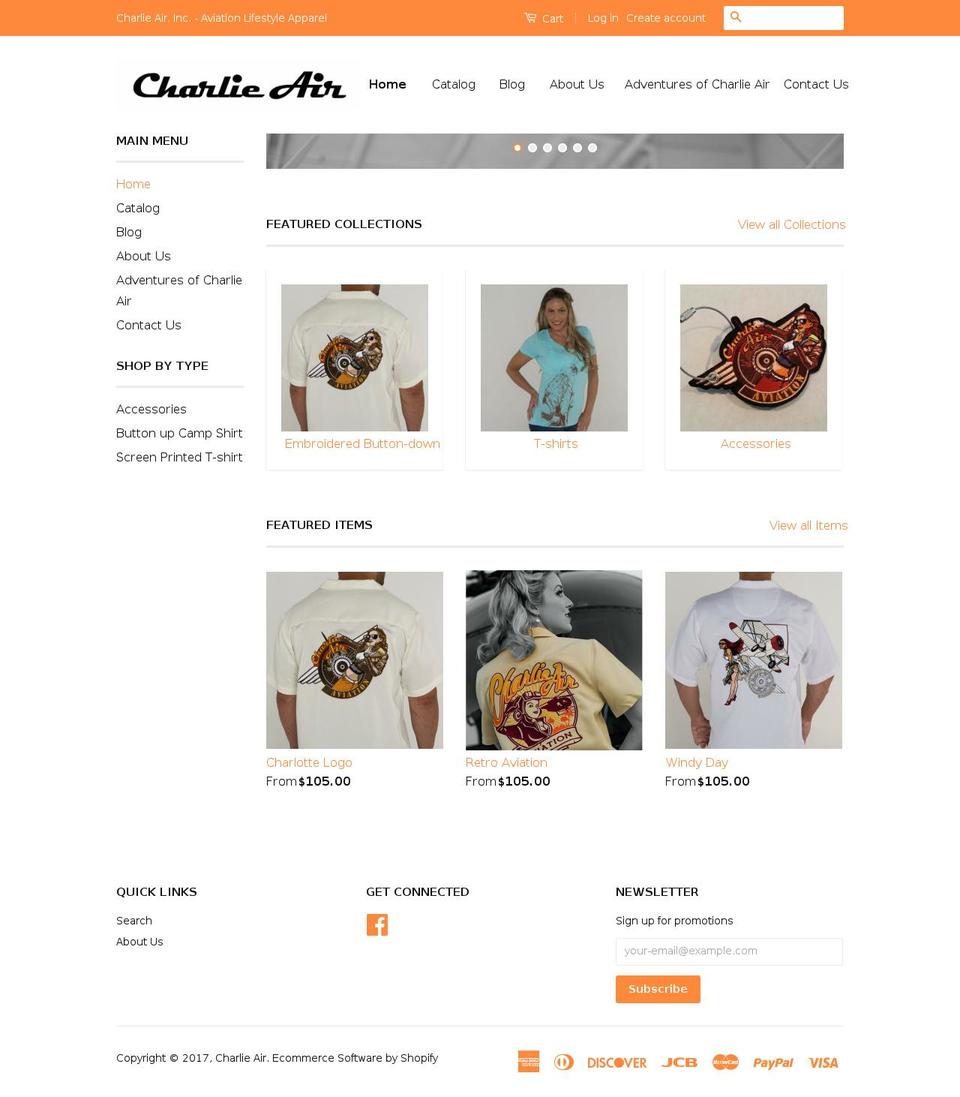 charlieair.com shopify website screenshot