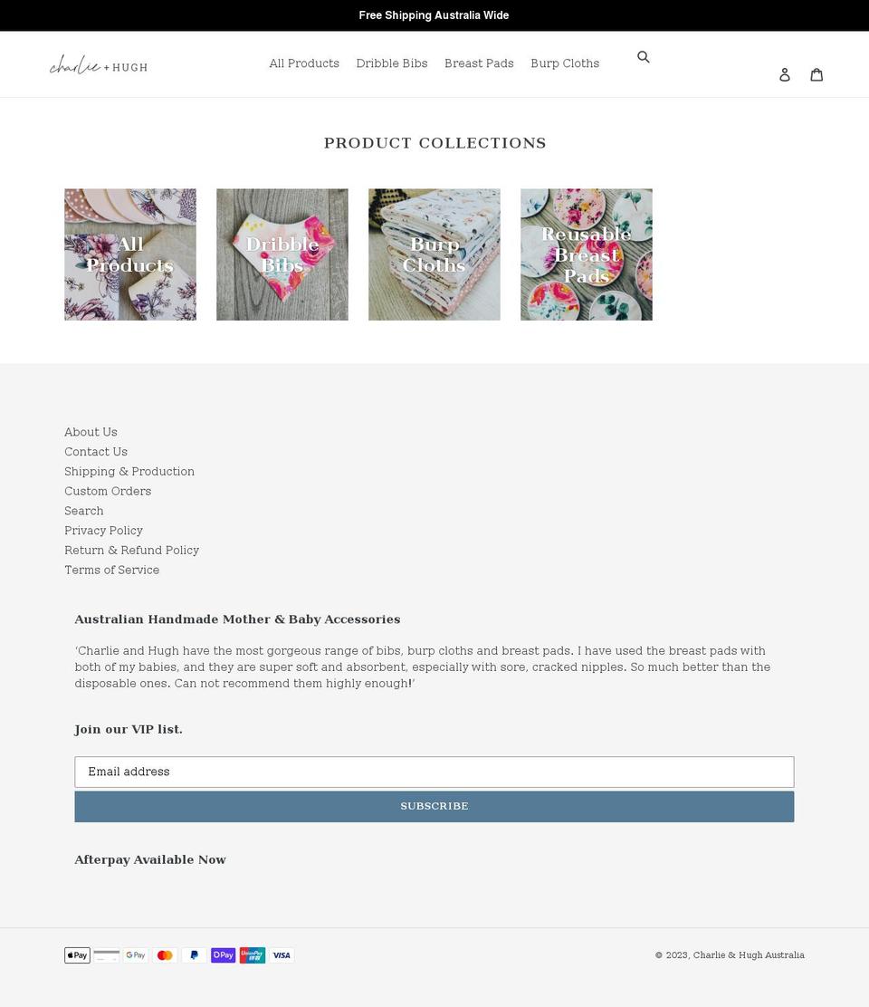 charlieandhugh.com shopify website screenshot