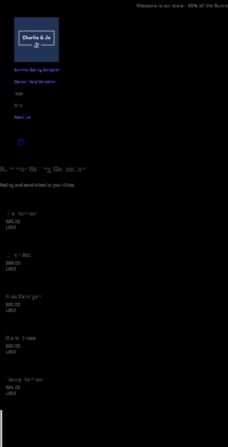 charlieandjo.com shopify website screenshot