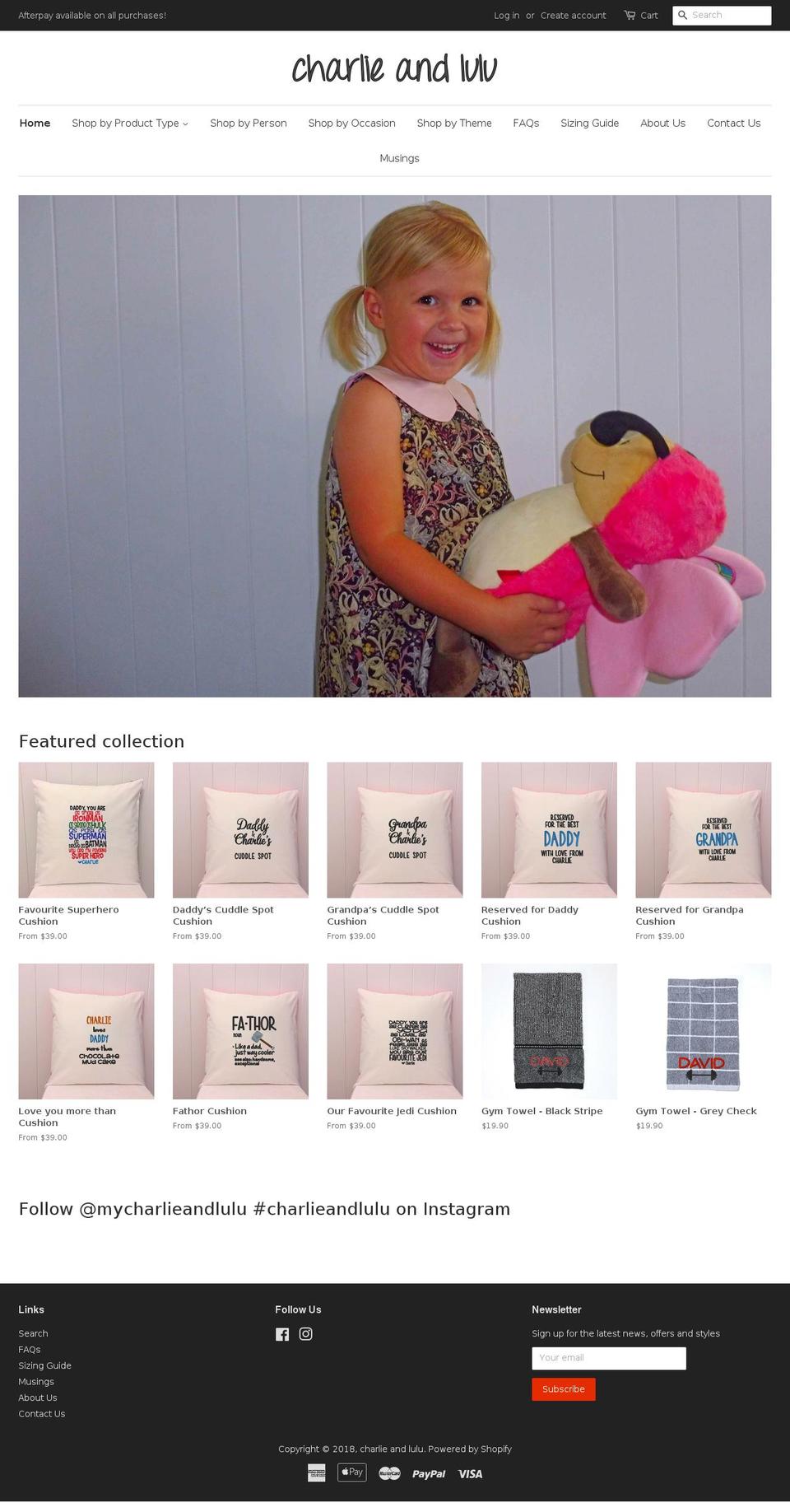 charlieandlulu.com shopify website screenshot