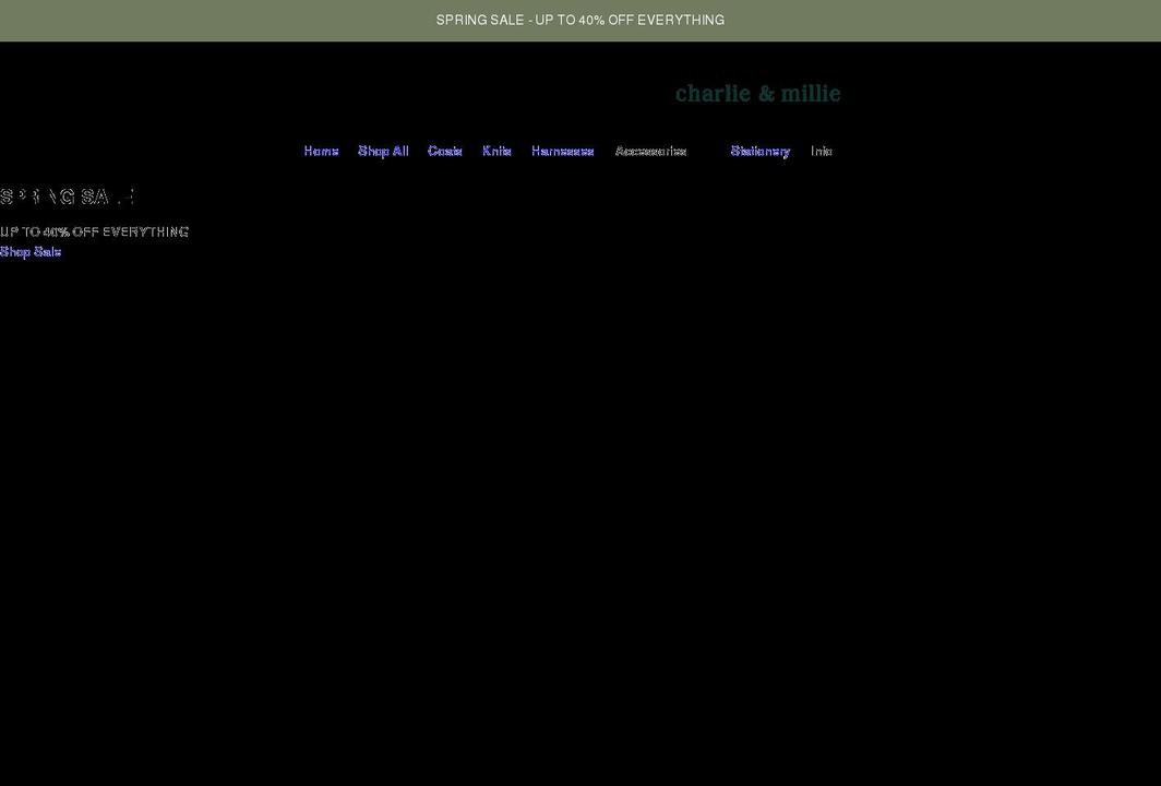 charlieandmillie.com shopify website screenshot