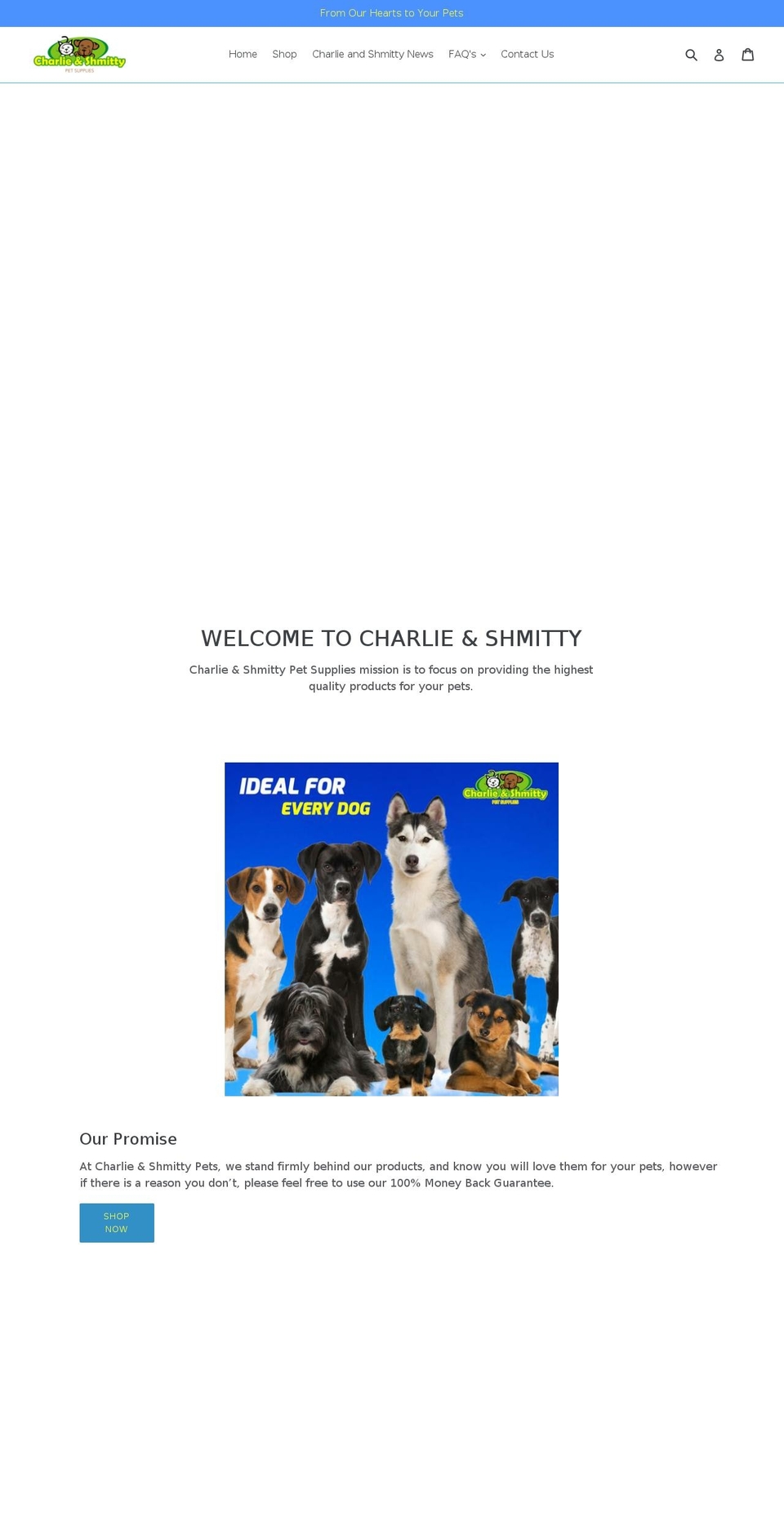charlieandshmittypetsupplies.com — Shopify storefront screenshot
