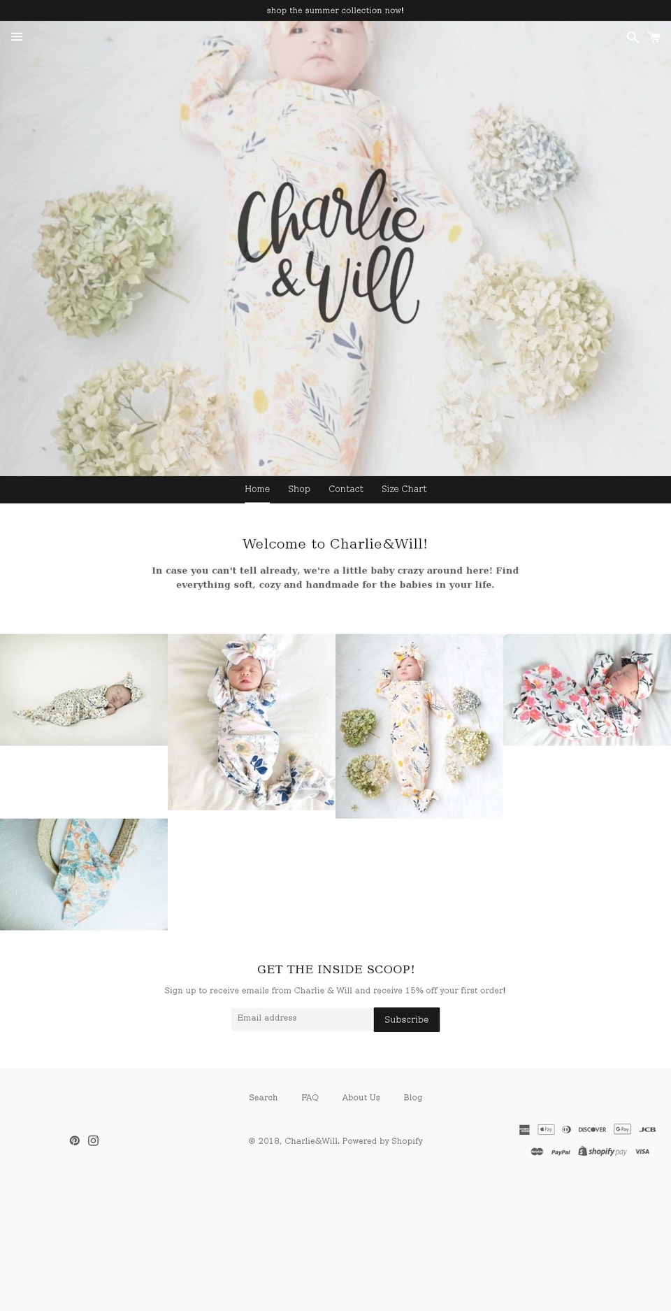 charlieandwill.com — Shopify storefront screenshot