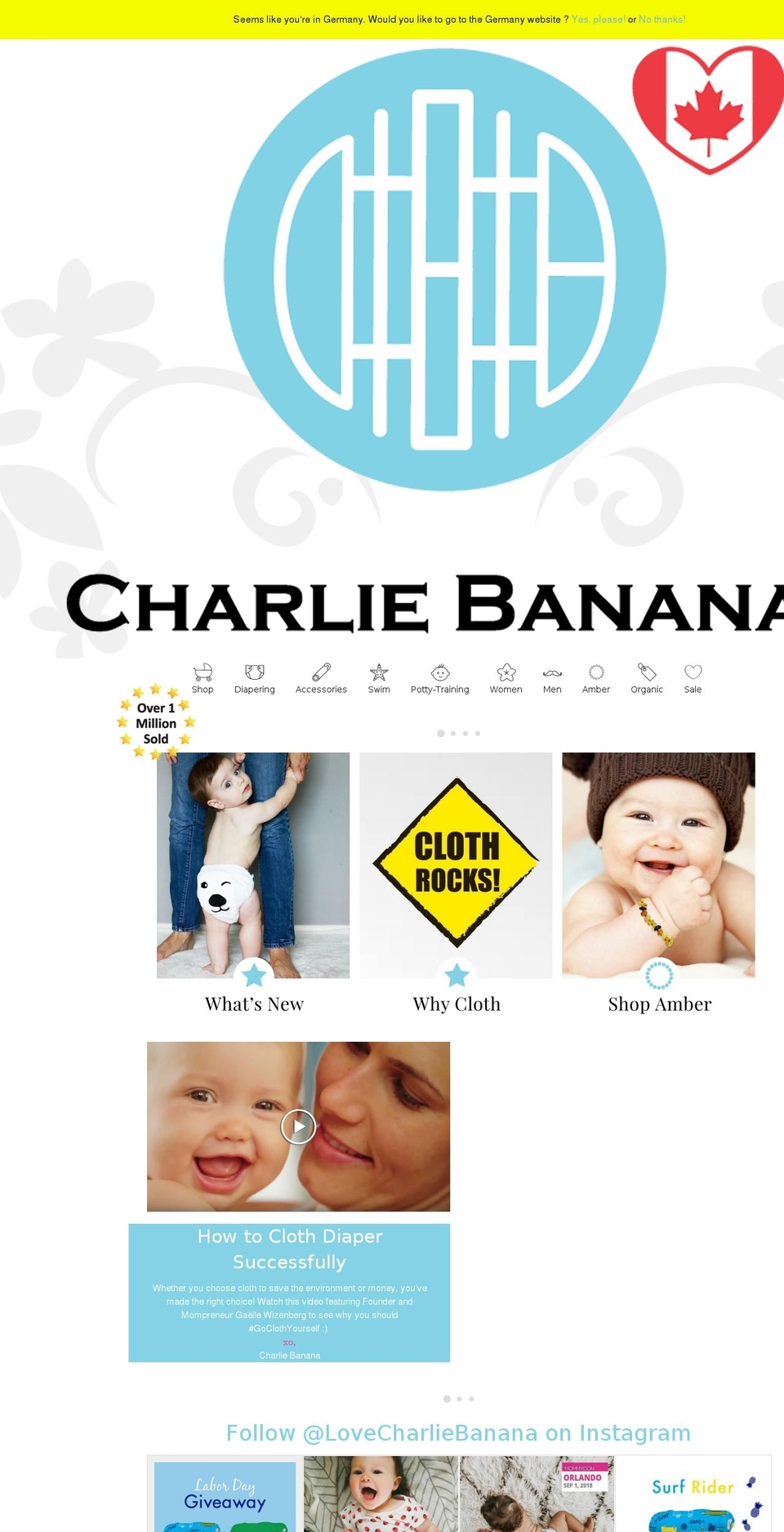 charliebanana.ca shopify website screenshot