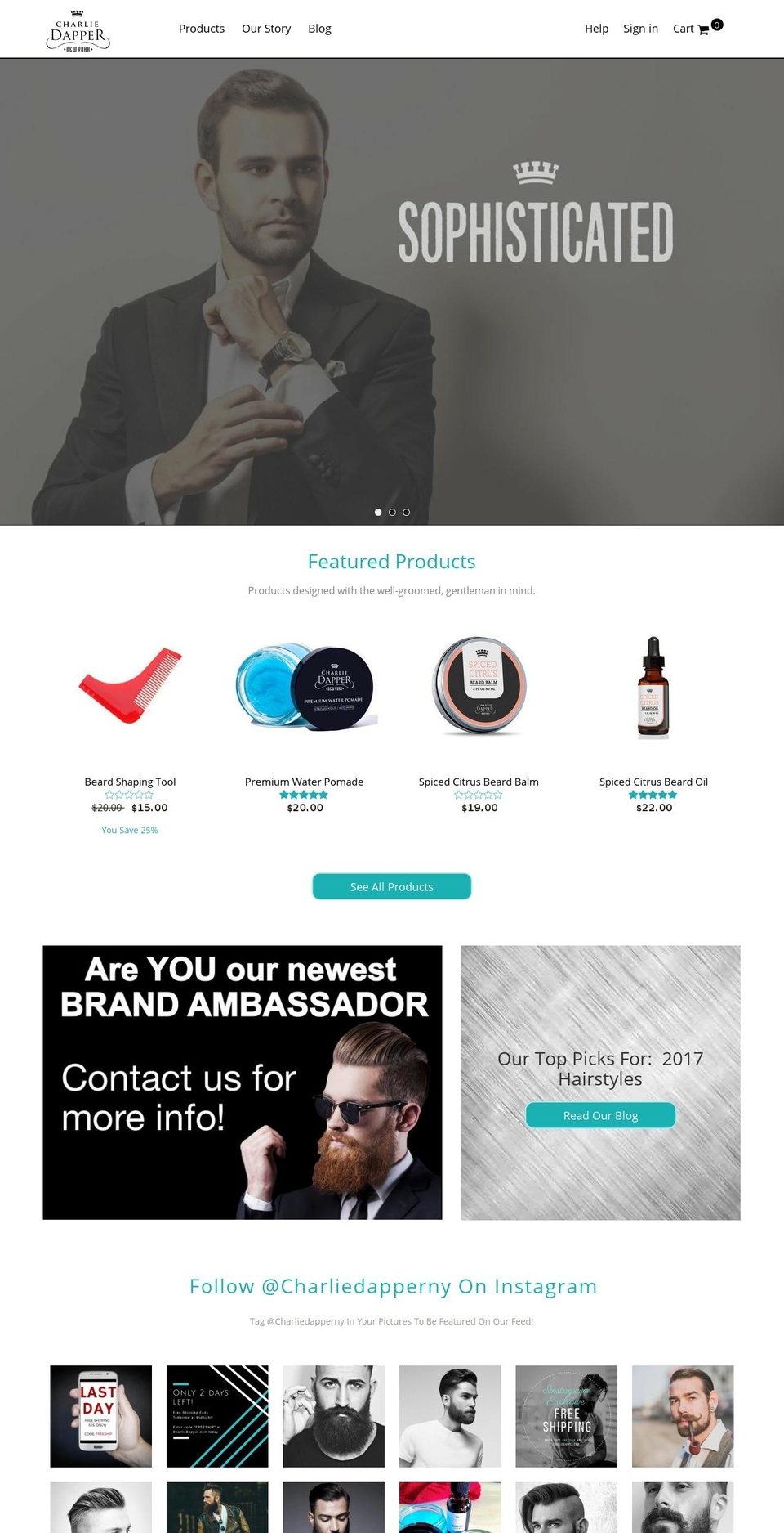 charliedapper.com shopify website screenshot