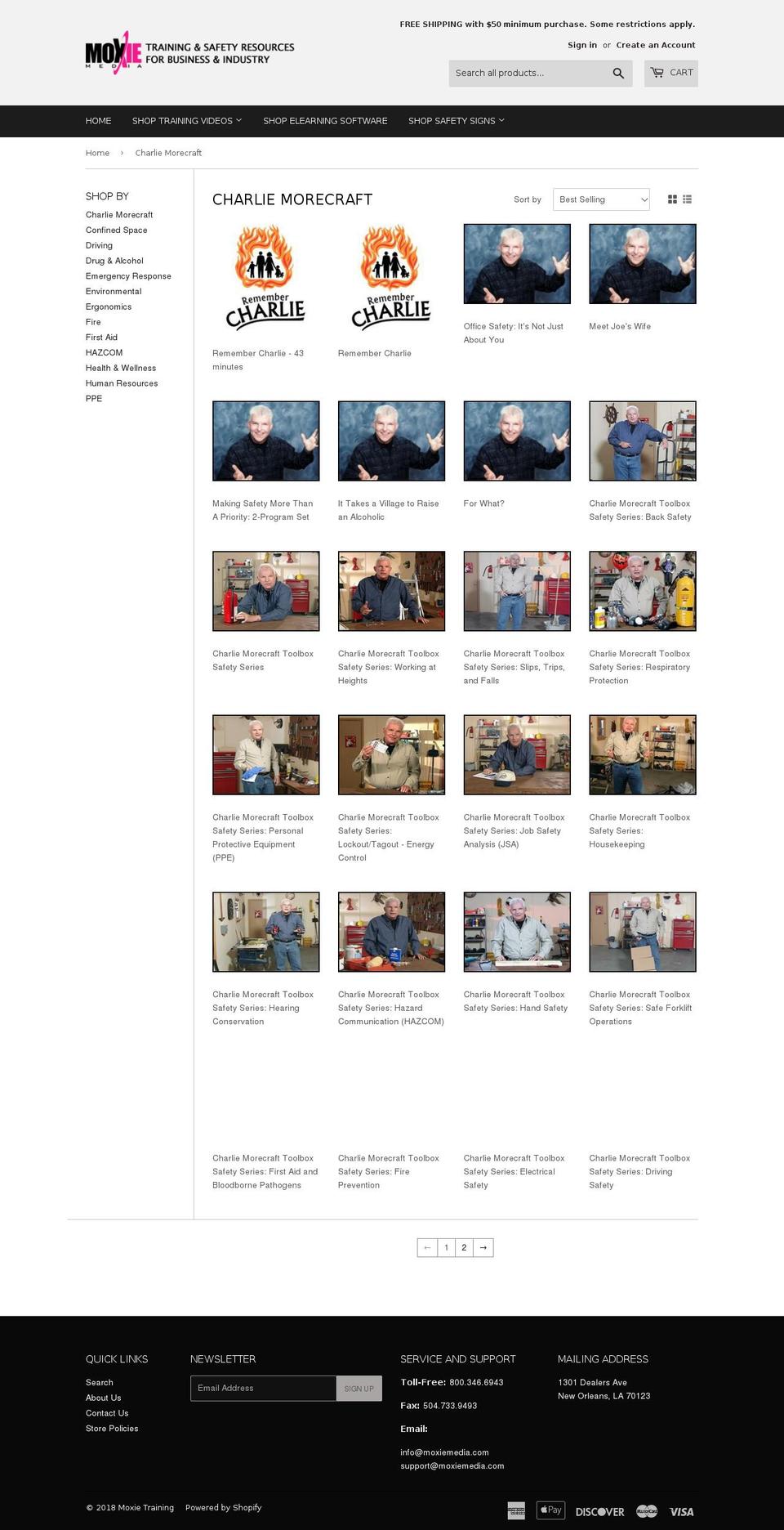 charliemorecraftoshatraining.com — Shopify storefront screenshot