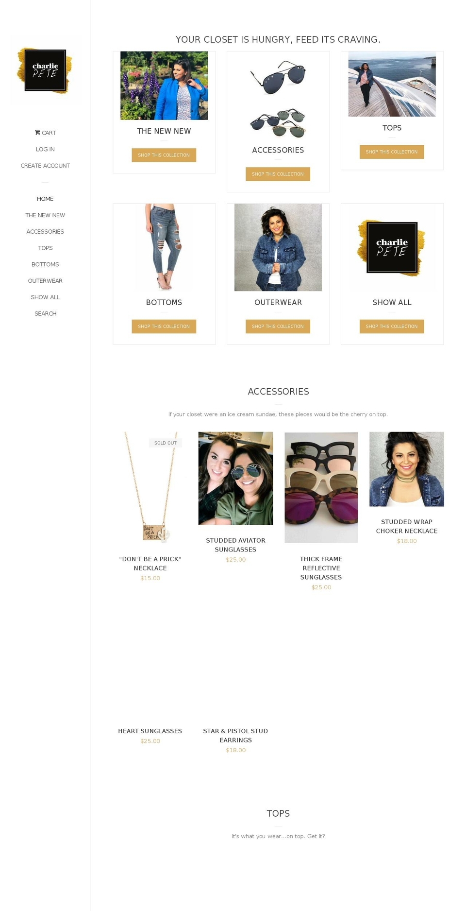 charliepete.com — Shopify storefront screenshot