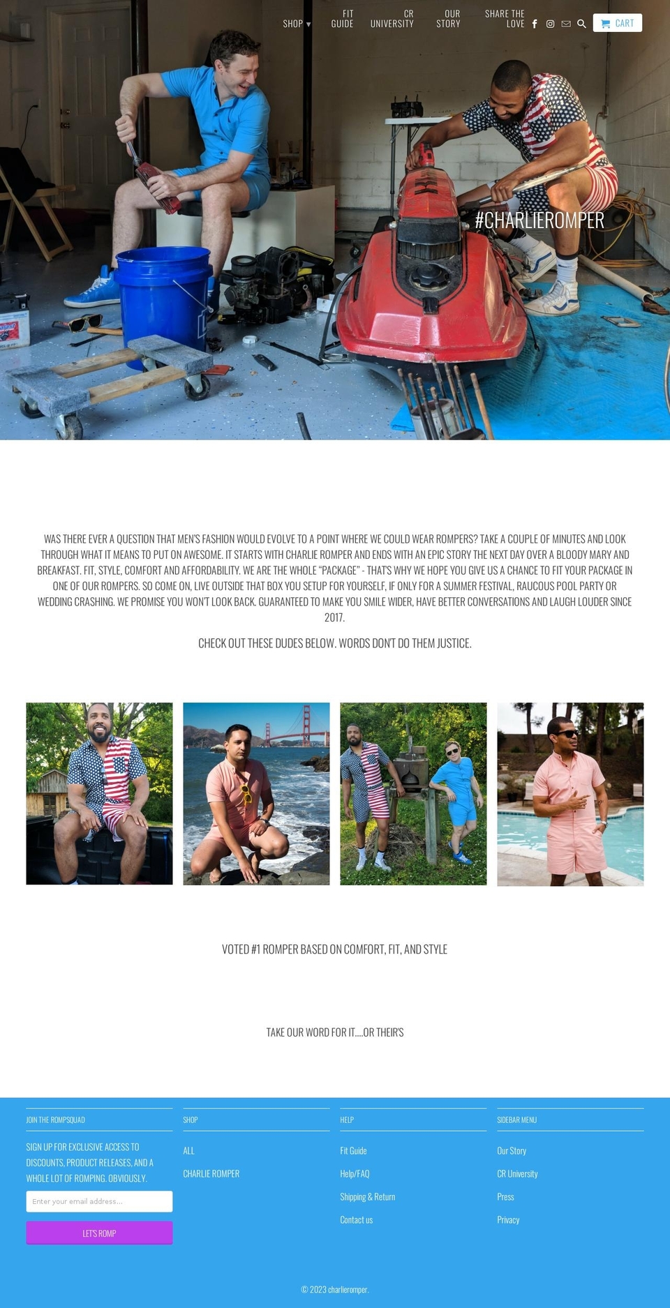 charlieromper.com shopify website screenshot