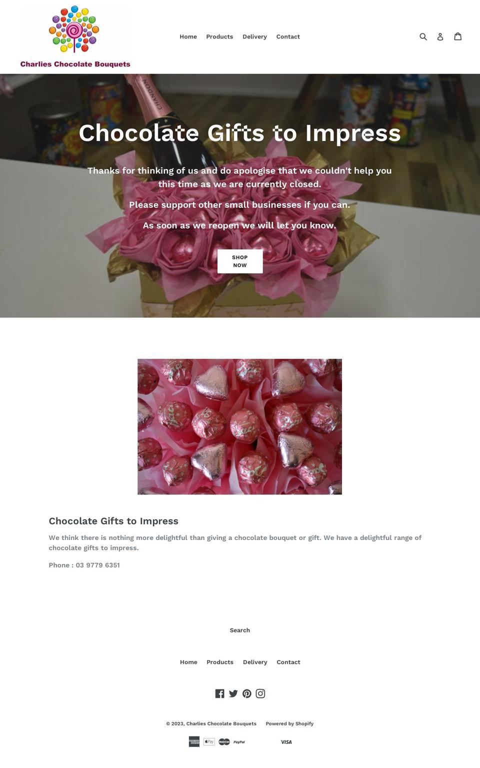 charlieschocolates.com.au shopify website screenshot