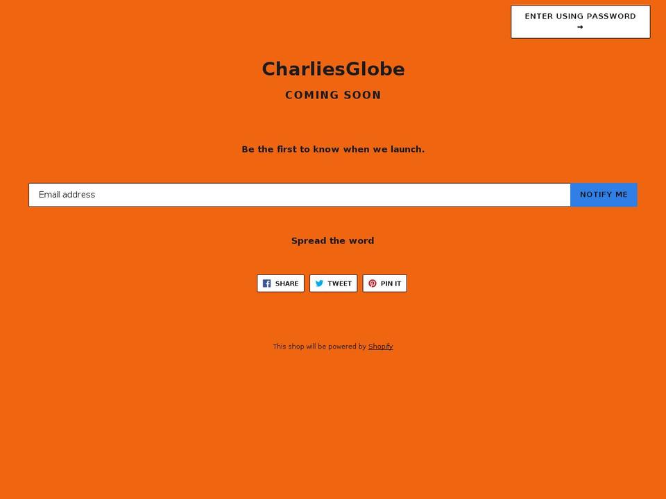 charliesglobe.com shopify website screenshot