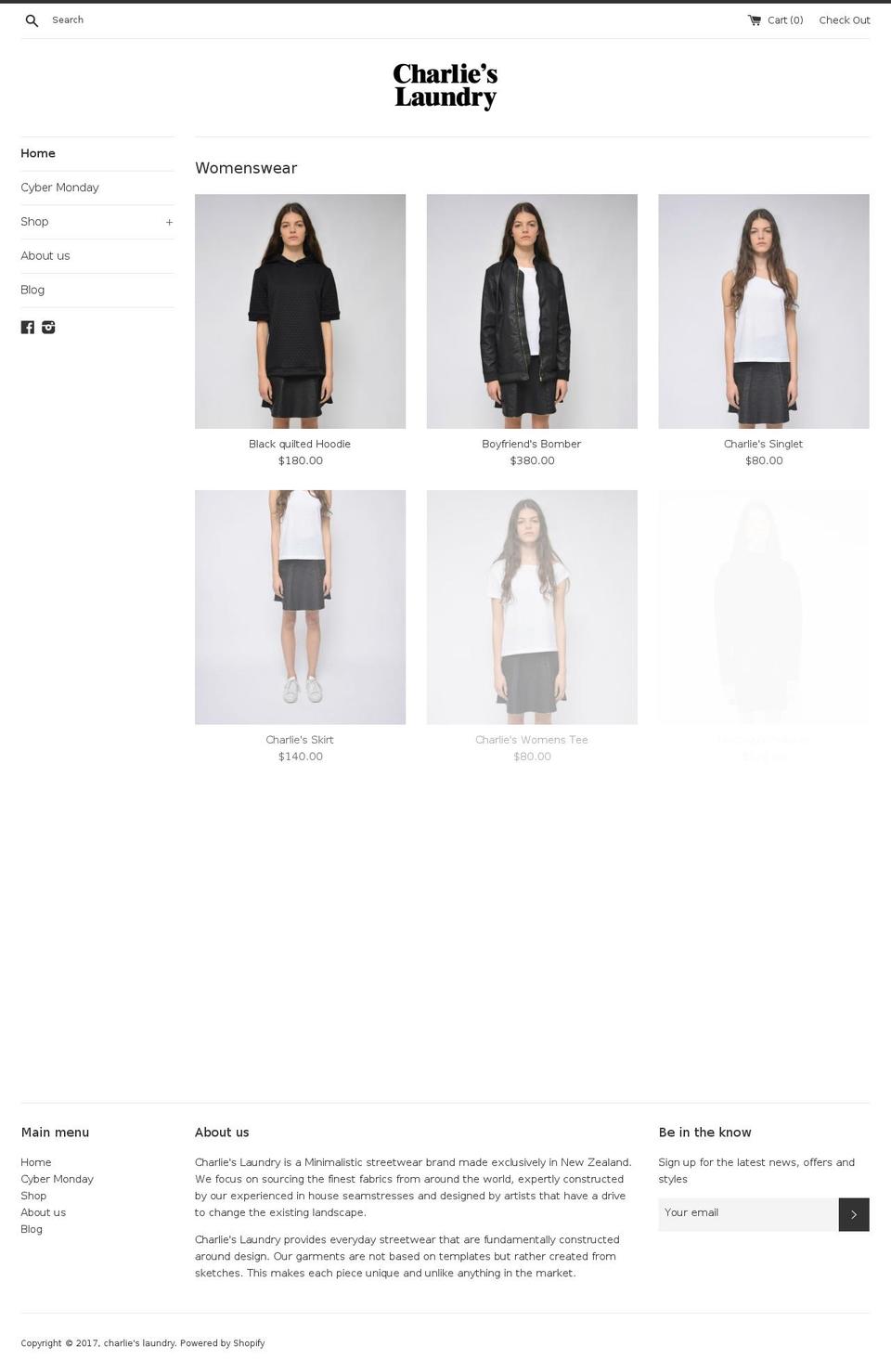 charlieslaundry.com shopify website screenshot