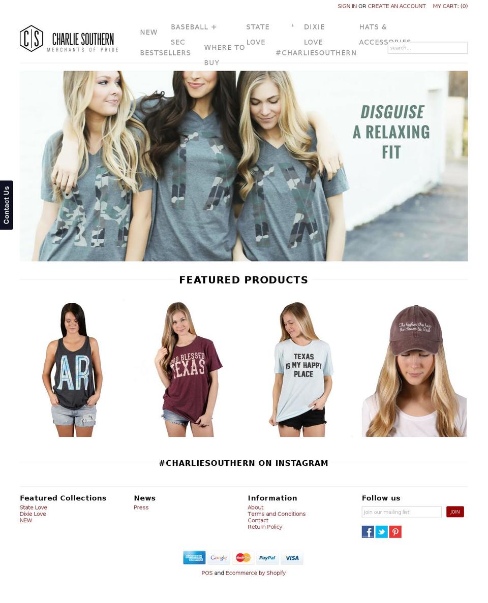 Emerge Shopify theme site example charliesouthern.com