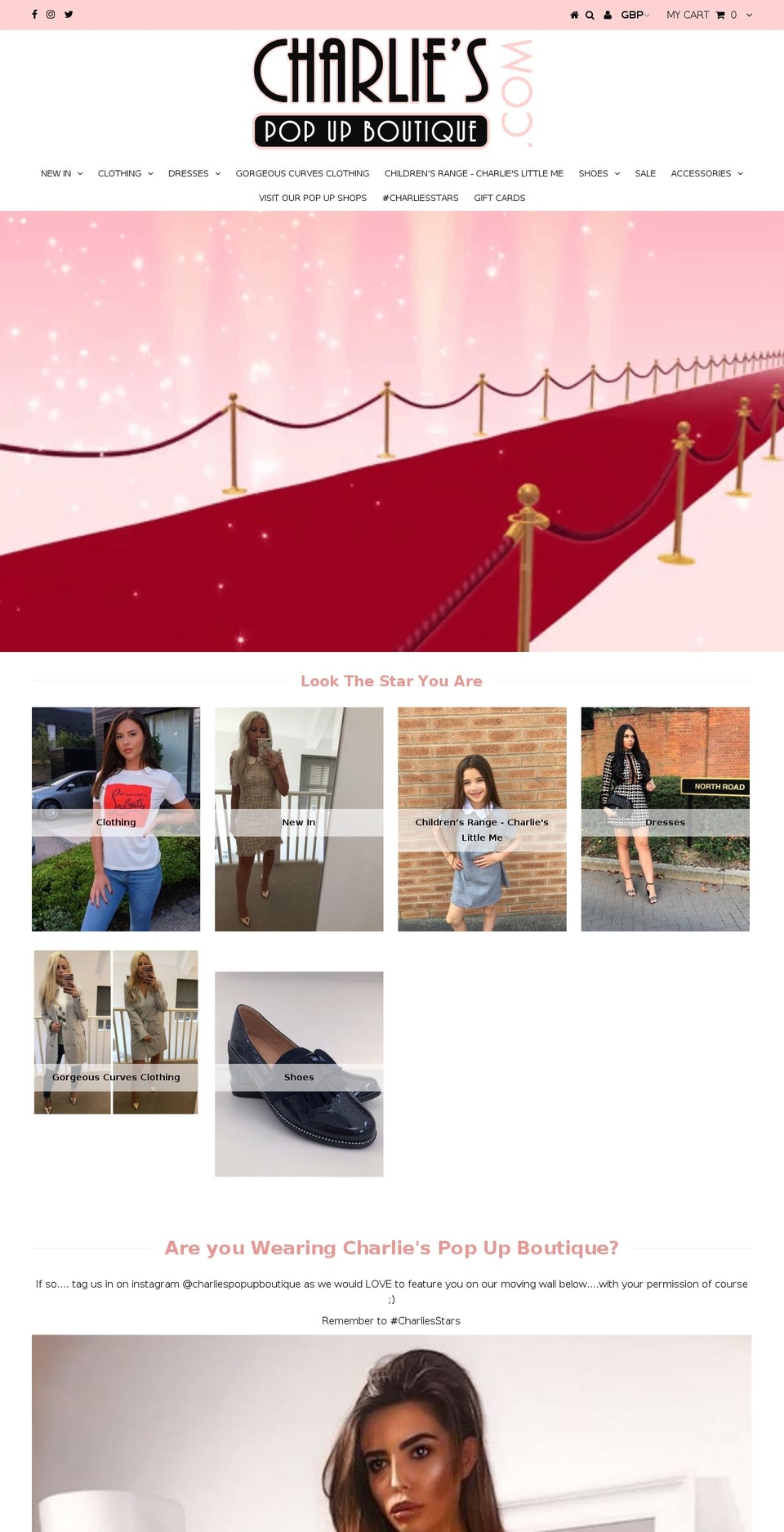 charliespopupboutique.com — Shopify storefront screenshot