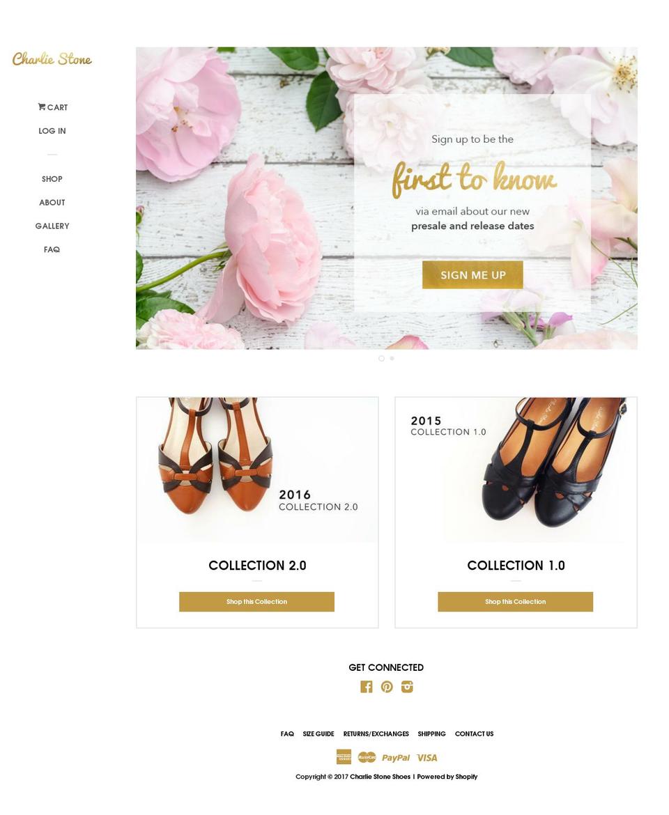 charliestoneshoes.com shopify website screenshot