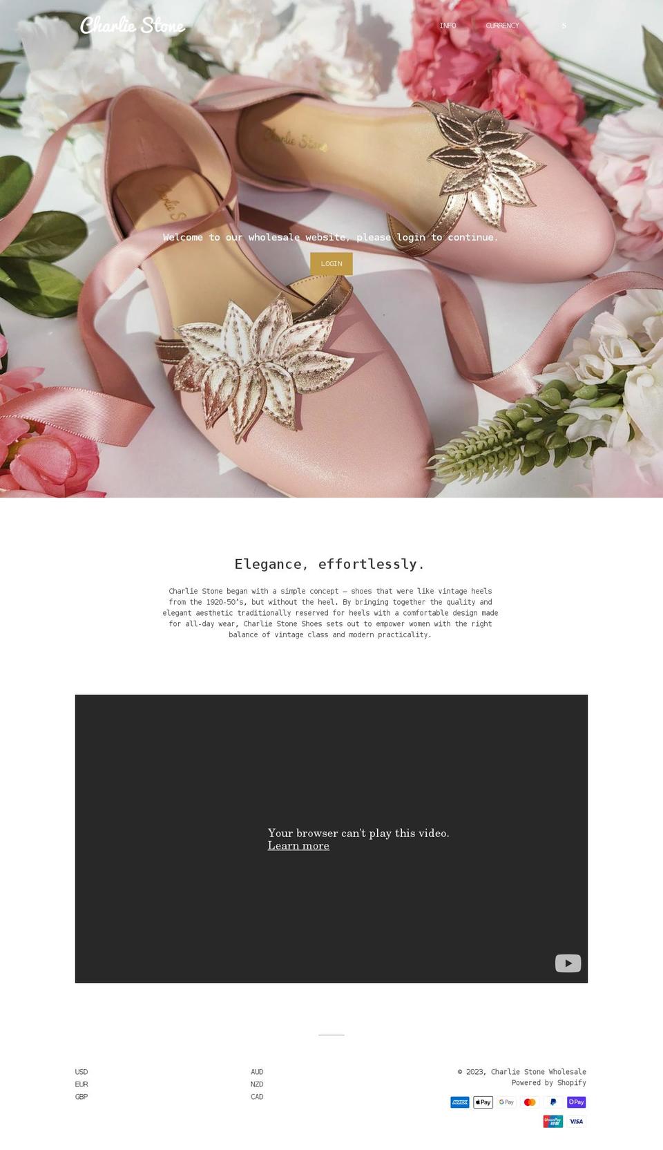 charliestonewholesale.com shopify website screenshot