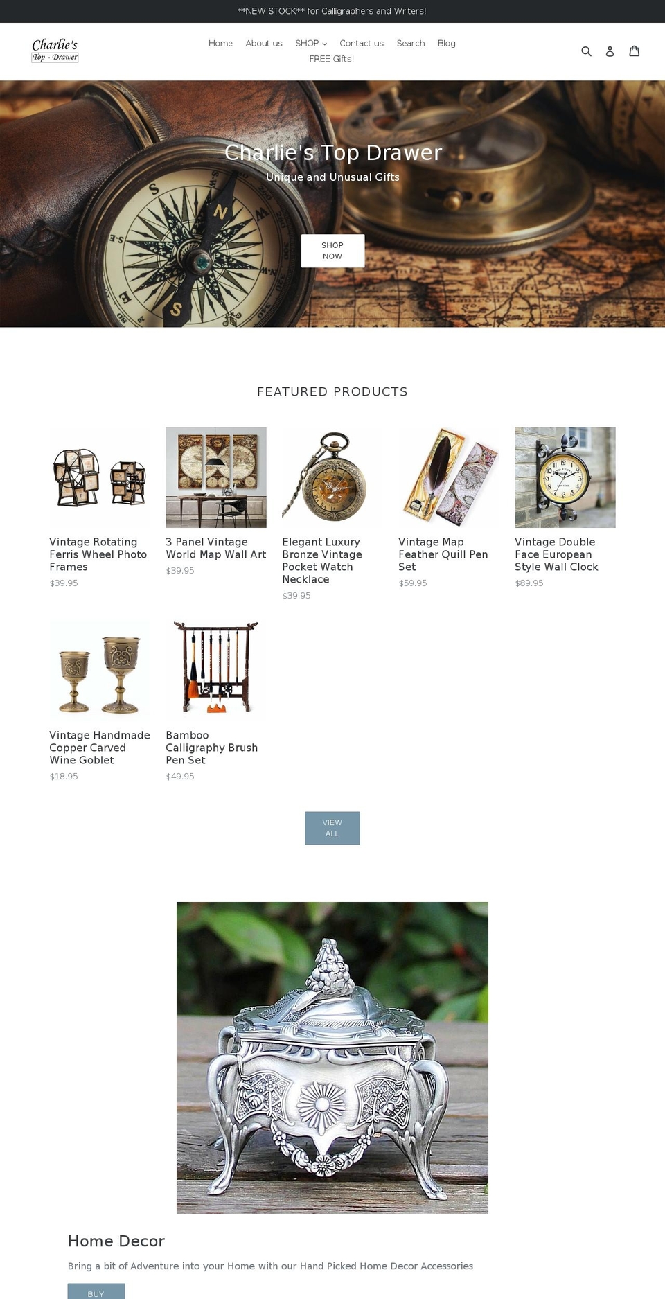 charliestopdrawer.com shopify website screenshot