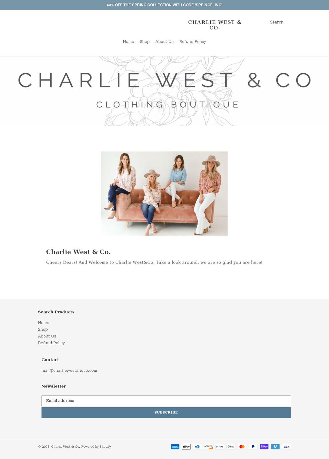 charliewestandco.com shopify website screenshot