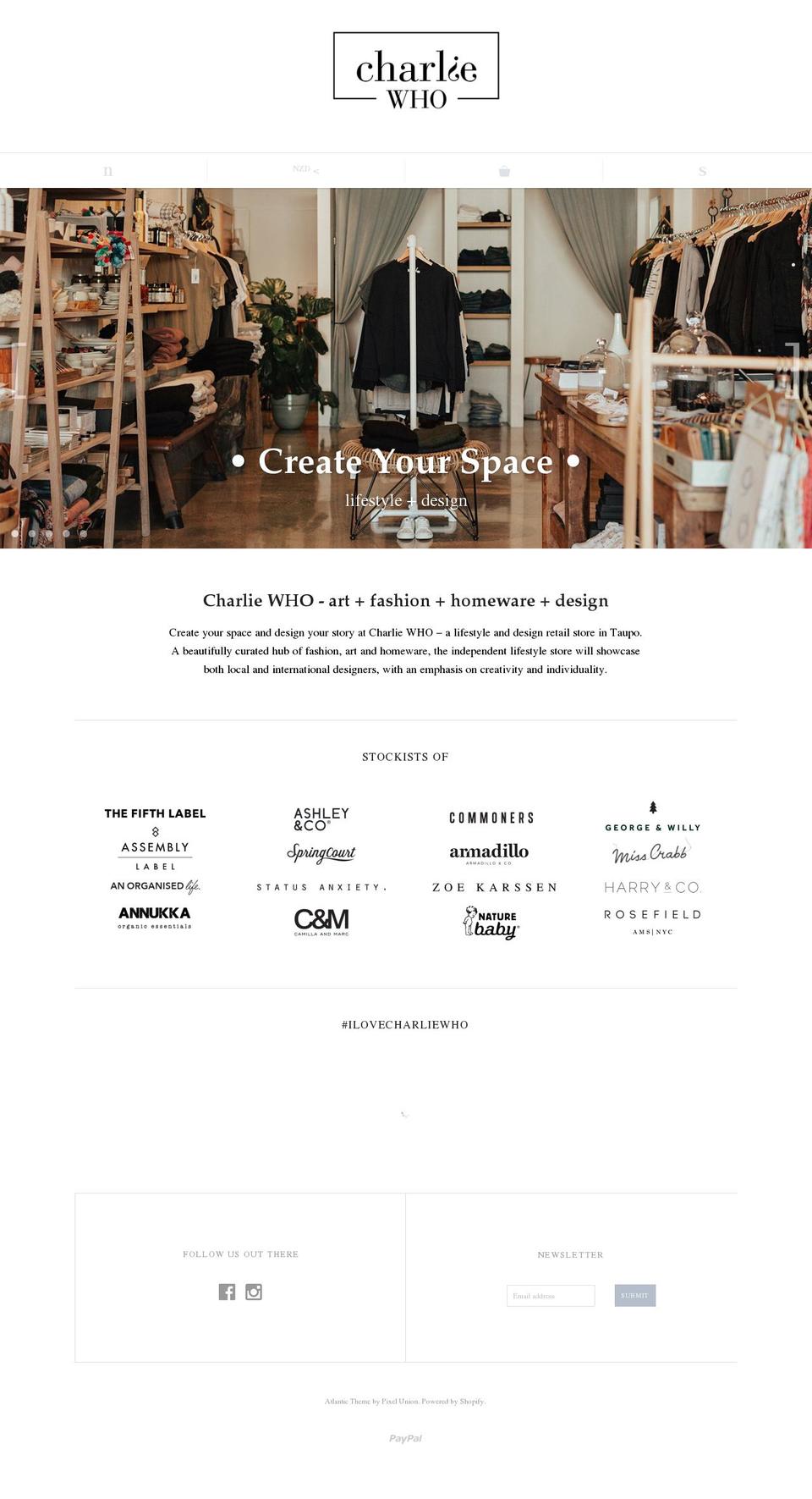 charliewho.nz shopify website screenshot