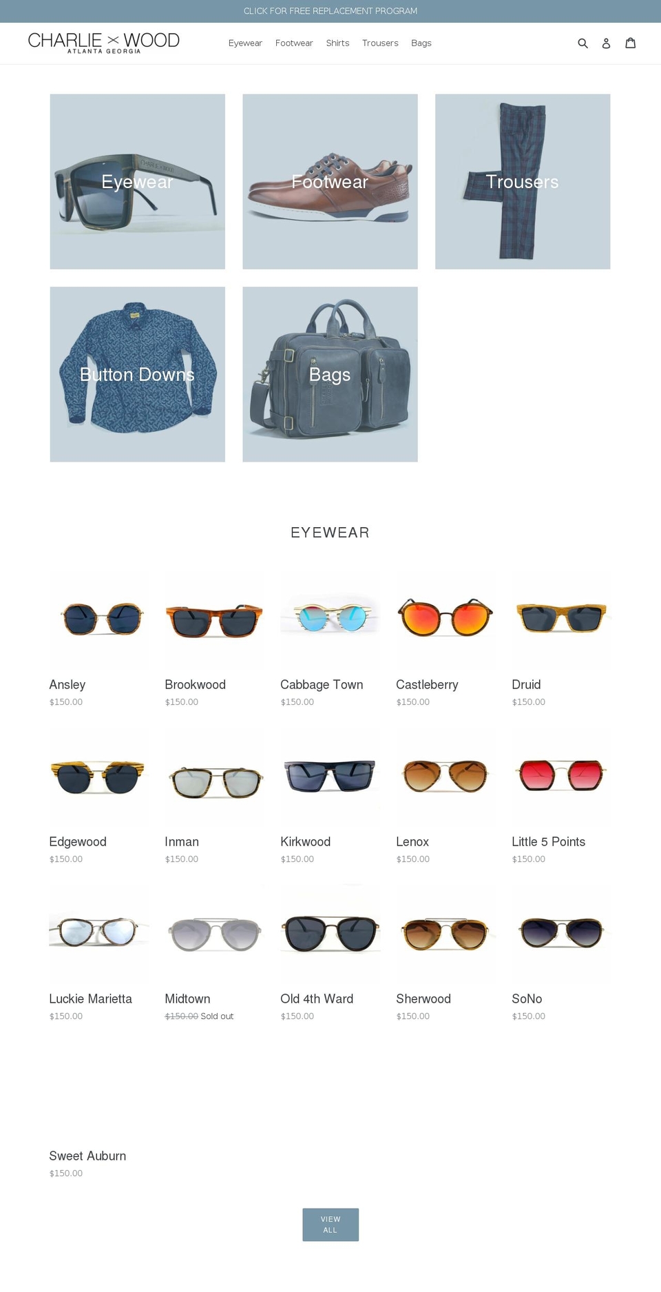 charliexwood.com — Shopify storefront screenshot