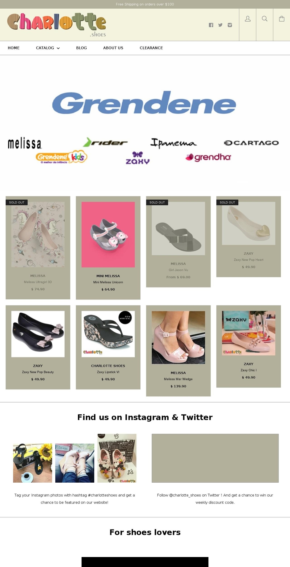 charlotte.shoes shopify website screenshot