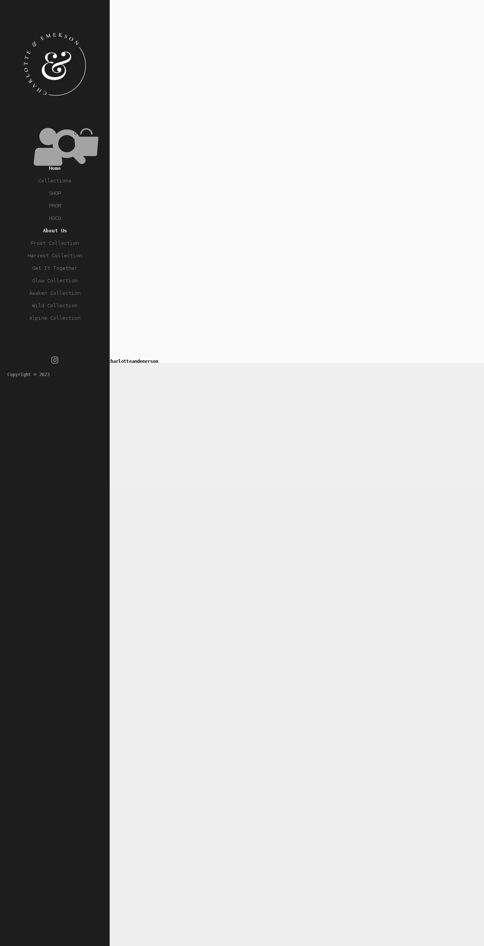 charlotteandemerson.com shopify website screenshot