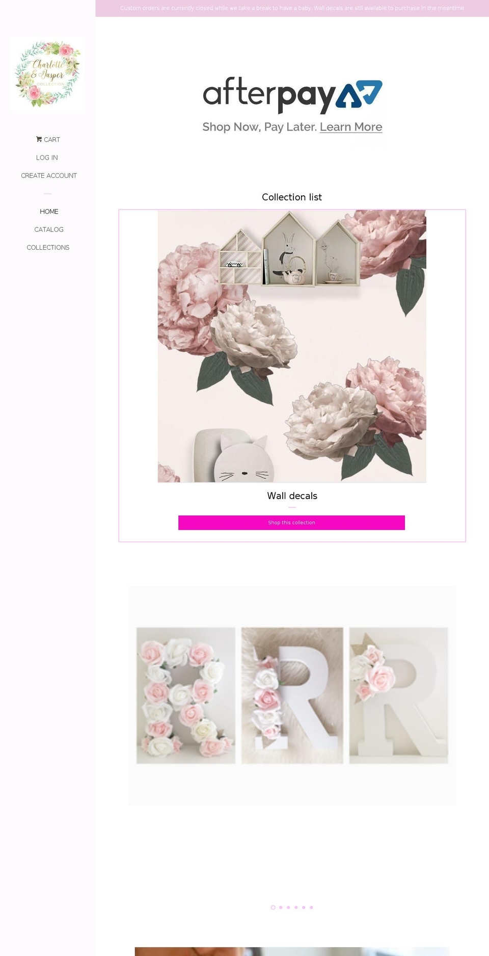 charlotteandjaspercollection.com — Shopify storefront screenshot