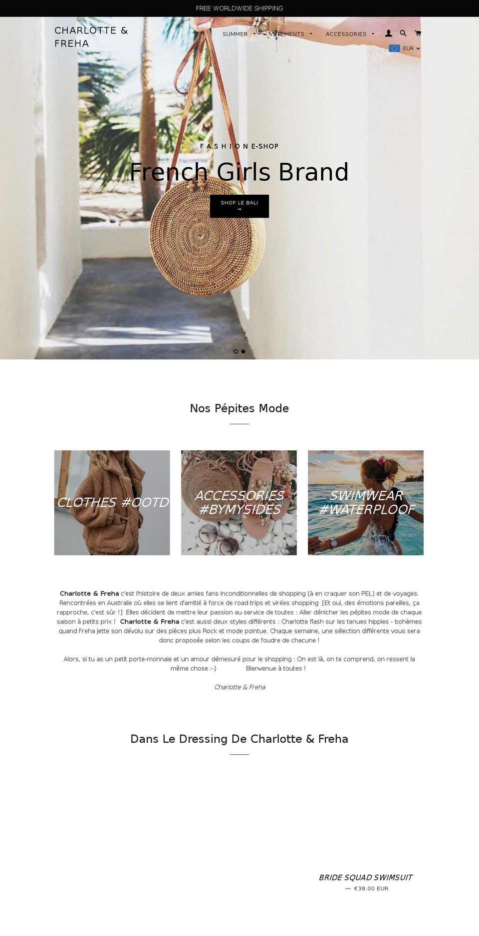 charlottefreha.com — Shopify storefront screenshot