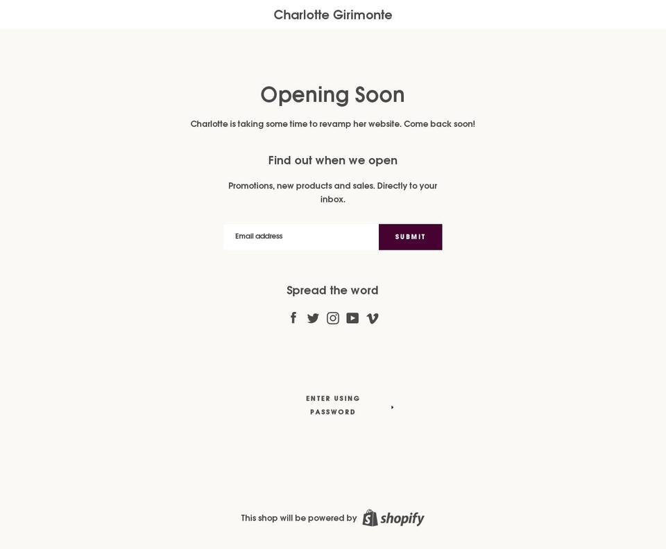 charlottegirimonte.ca shopify website screenshot