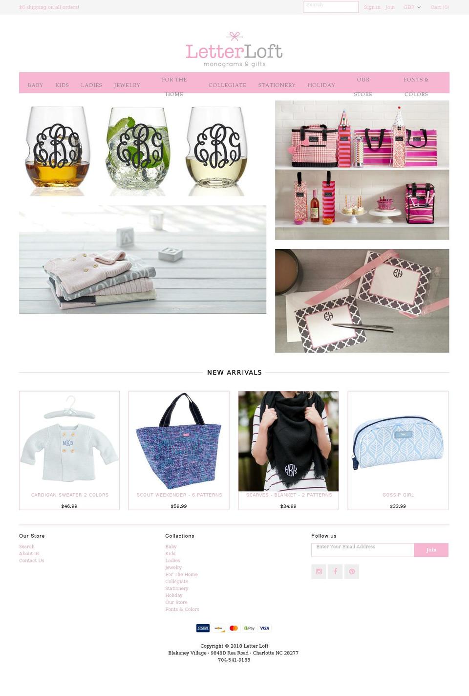 charlottemonograms.com — Shopify storefront screenshot