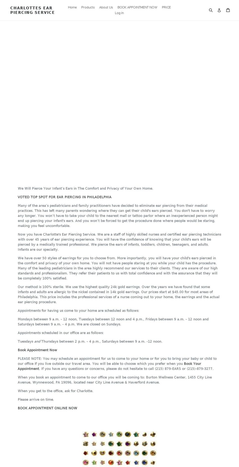 charlottesearpiercing.com — Shopify storefront screenshot