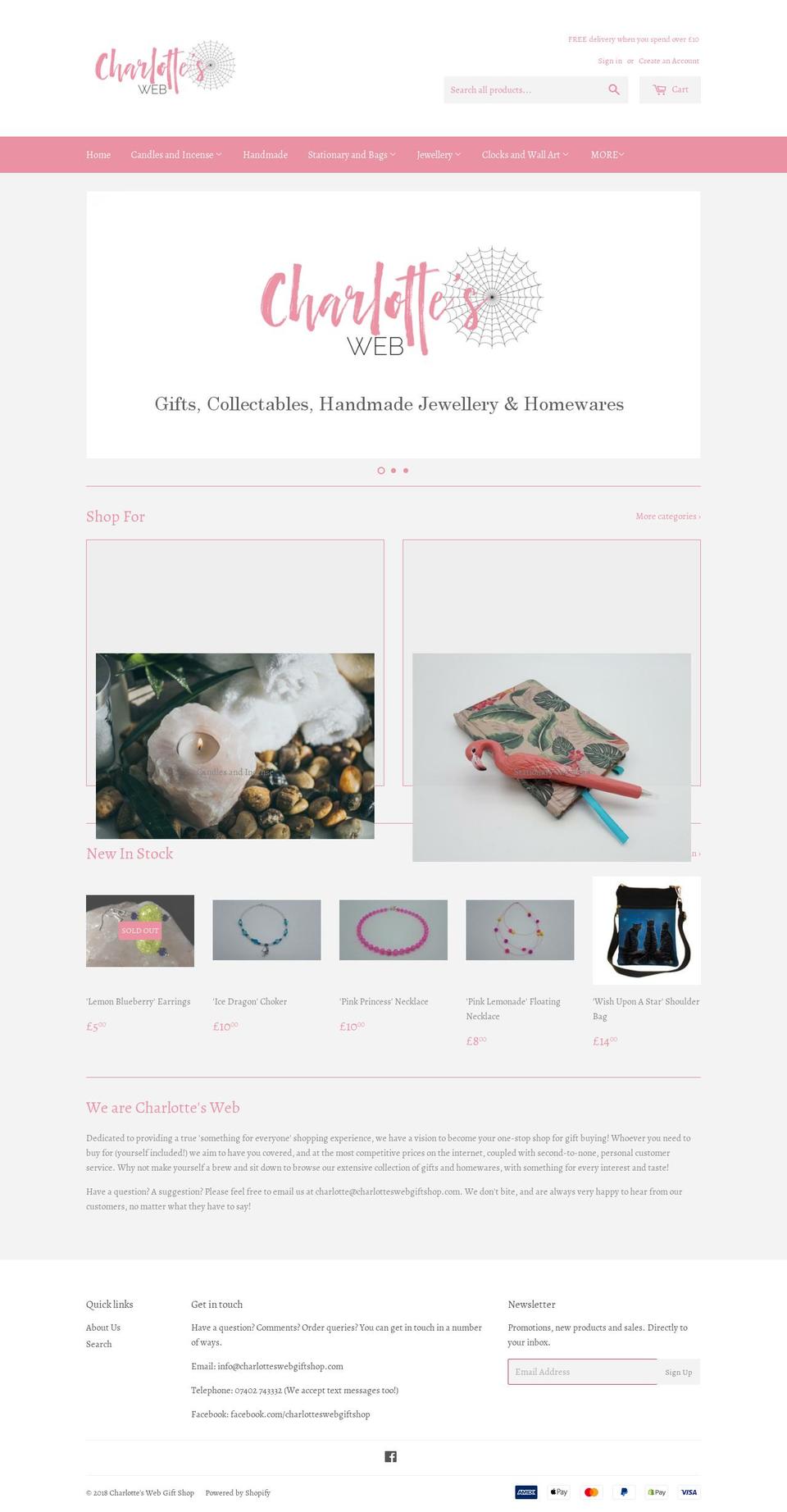 charlotteswebgiftshop.com — Shopify storefront screenshot