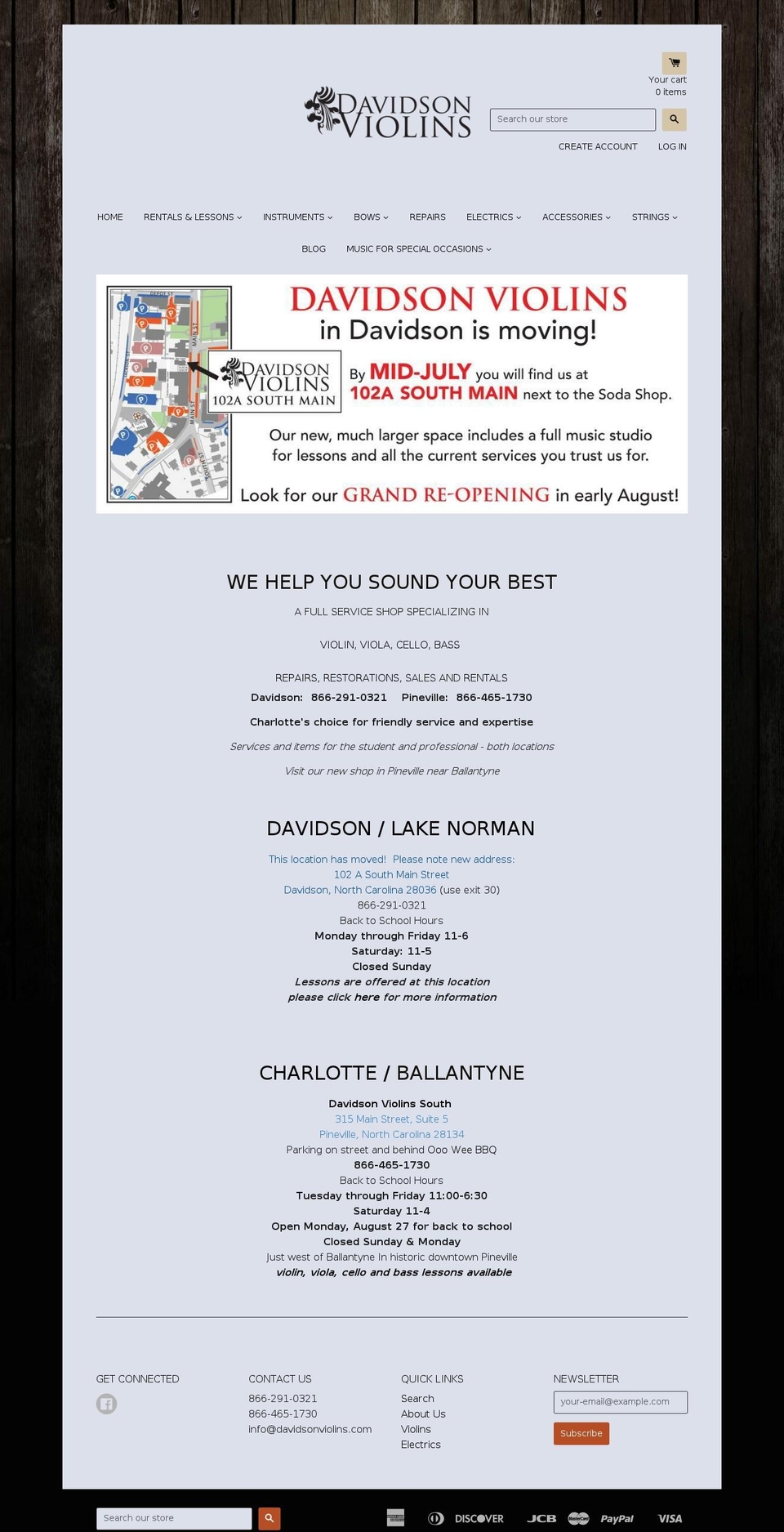 charlotteviolins.net shopify website screenshot