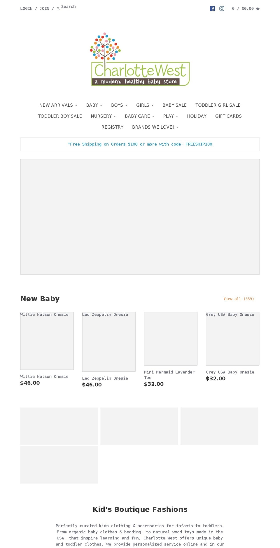charlottewestbaby.com shopify website screenshot
