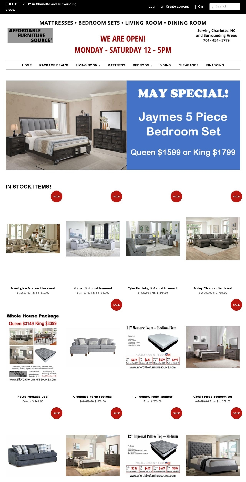 charlottewholesalemattress.com — Shopify storefront screenshot