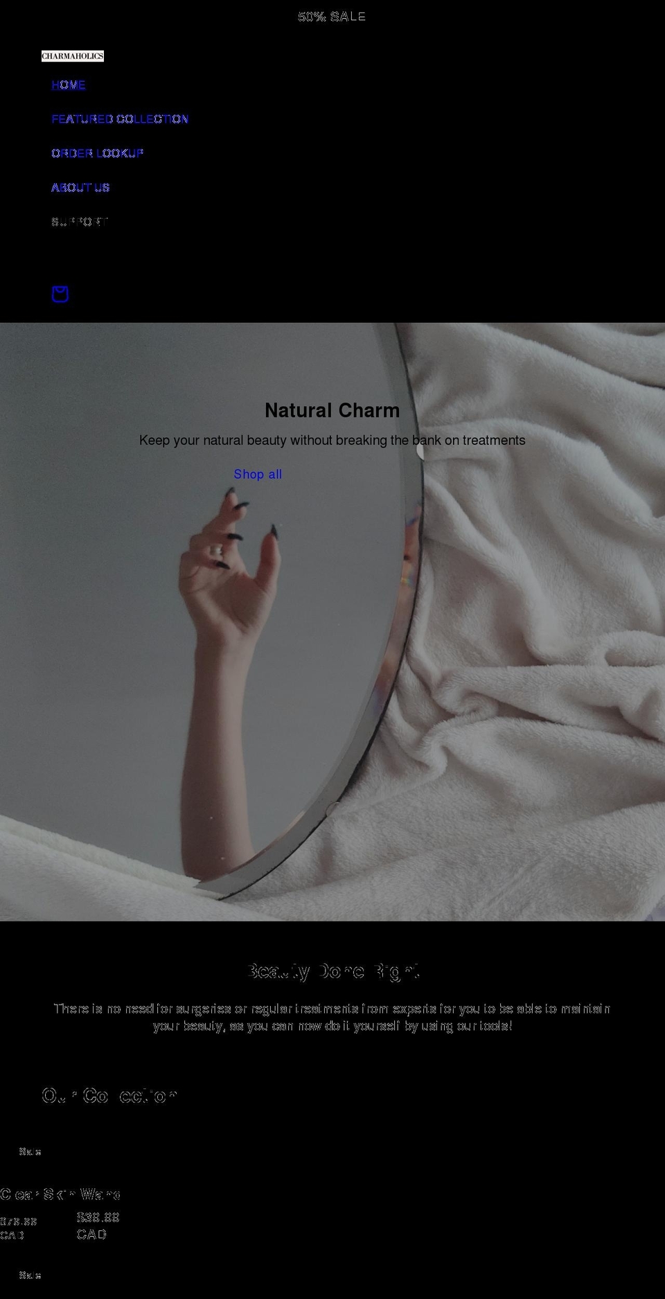 charmaholics.com shopify website screenshot