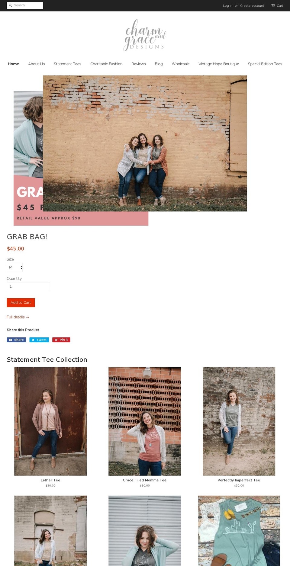 charmandgracedesign.com — Shopify storefront screenshot