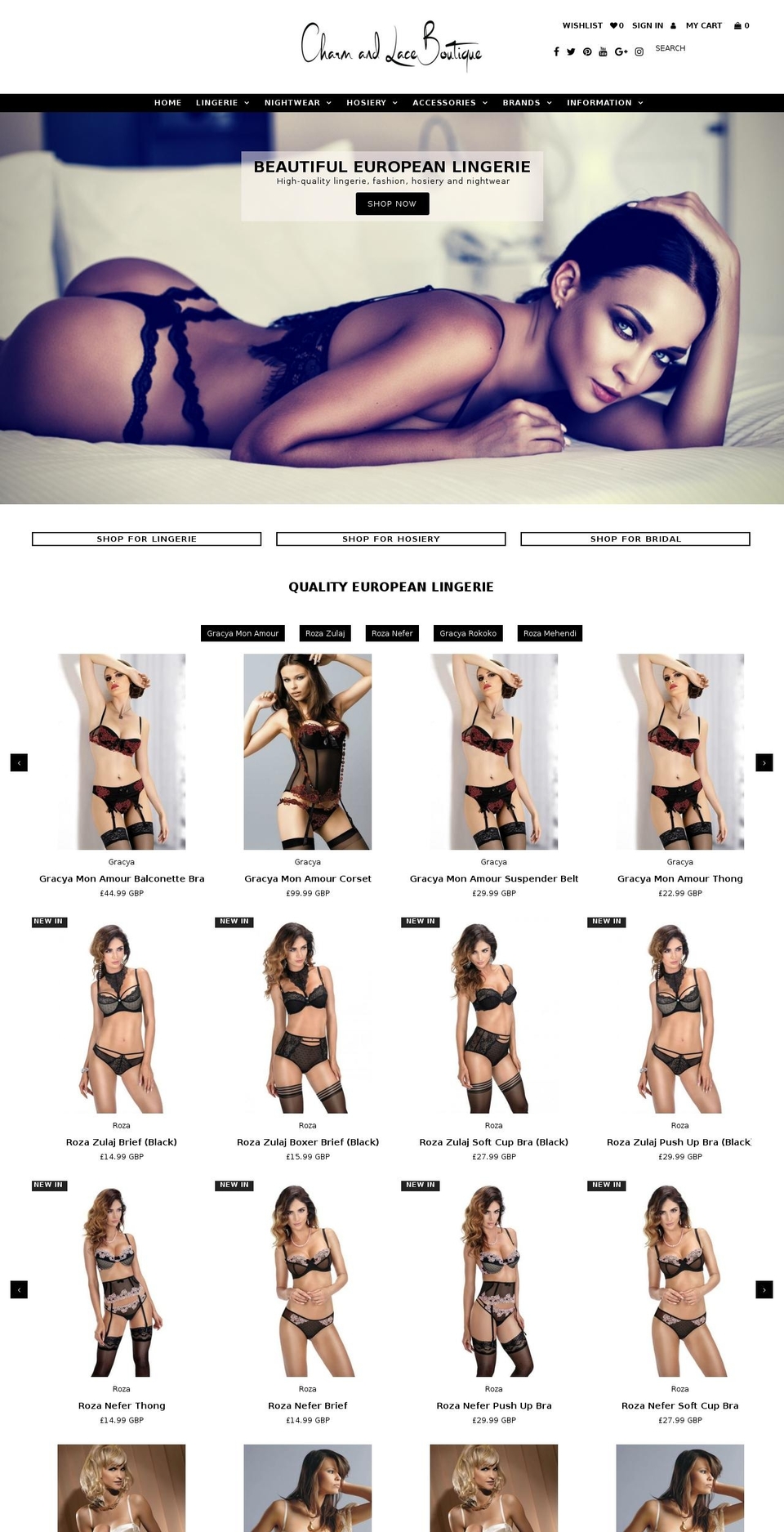 charmandlace.com — Shopify storefront screenshot
