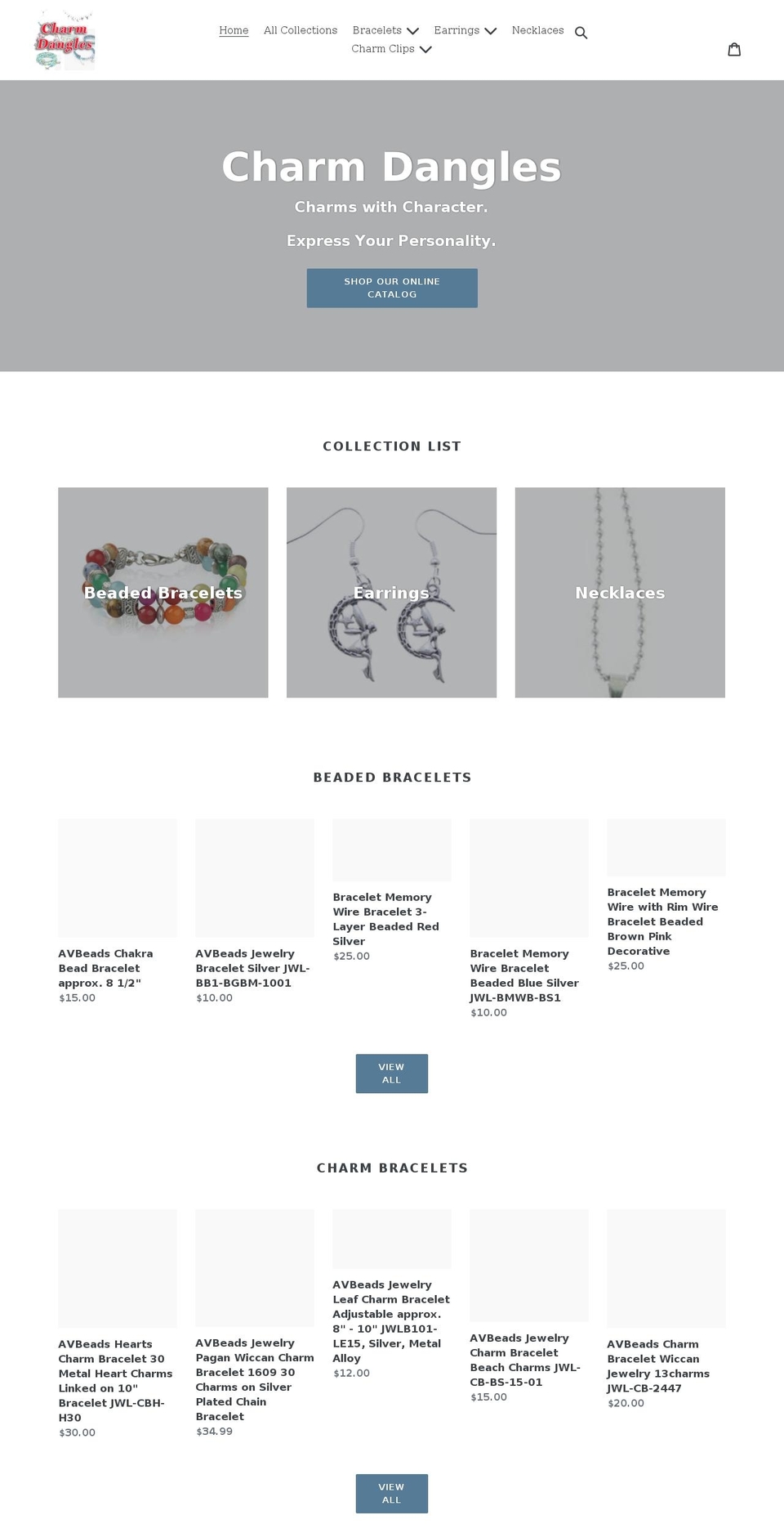 charmdangles.com shopify website screenshot