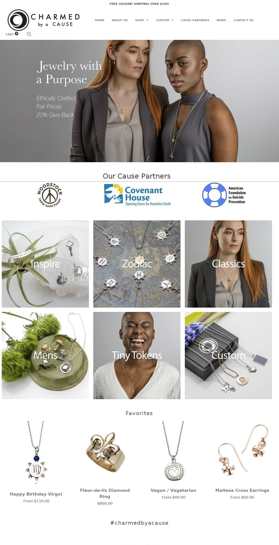 charmedbyacause.com — Shopify storefront screenshot