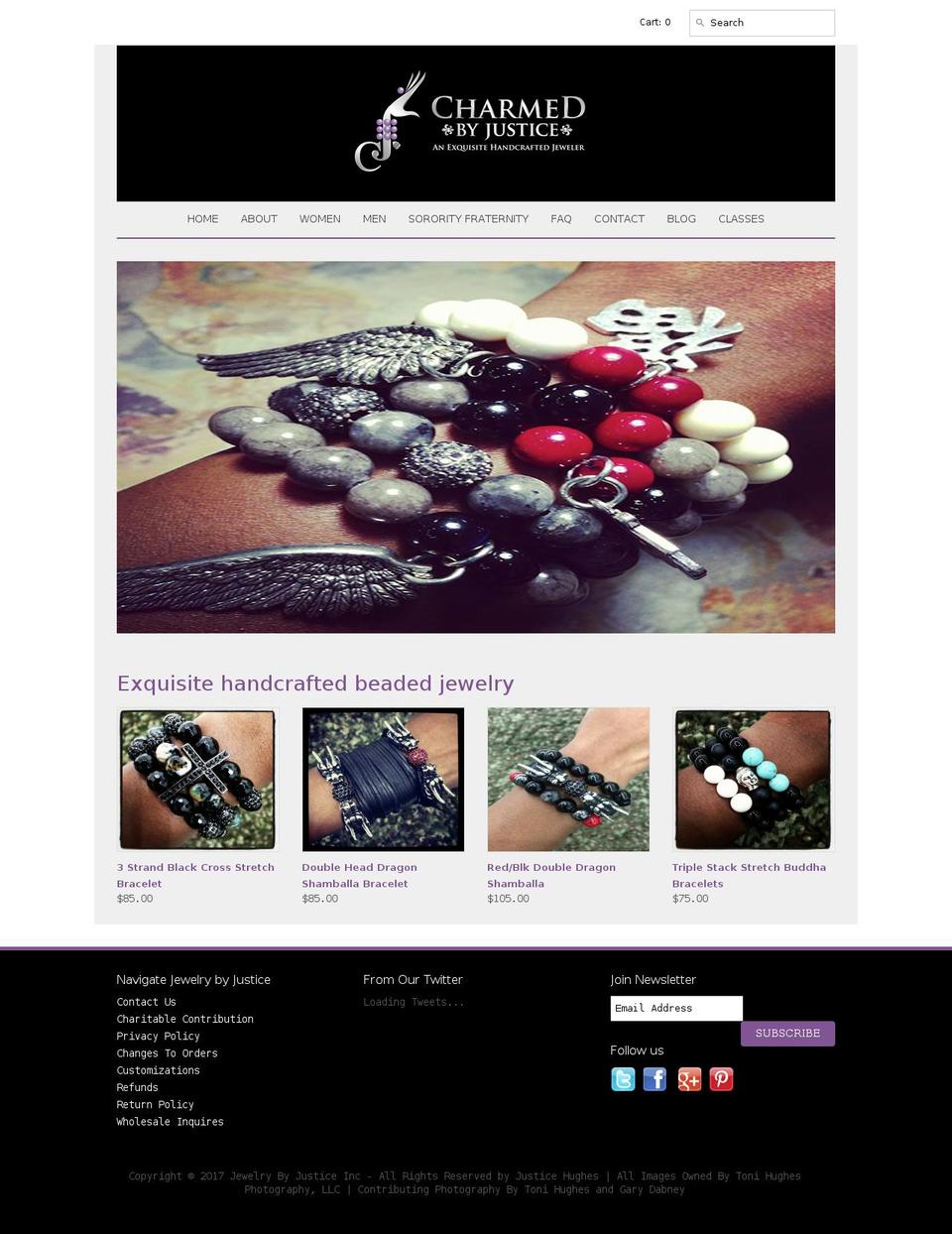 charmedbyjustice.com shopify website screenshot