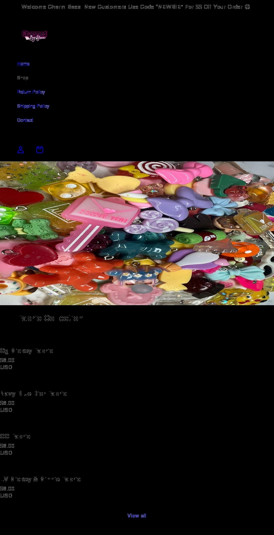 charmedbyyanni.com shopify website screenshot